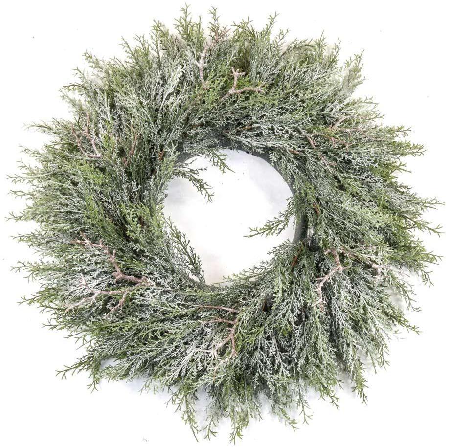 Pine Wreath With Frost Artificial Branch Plant
