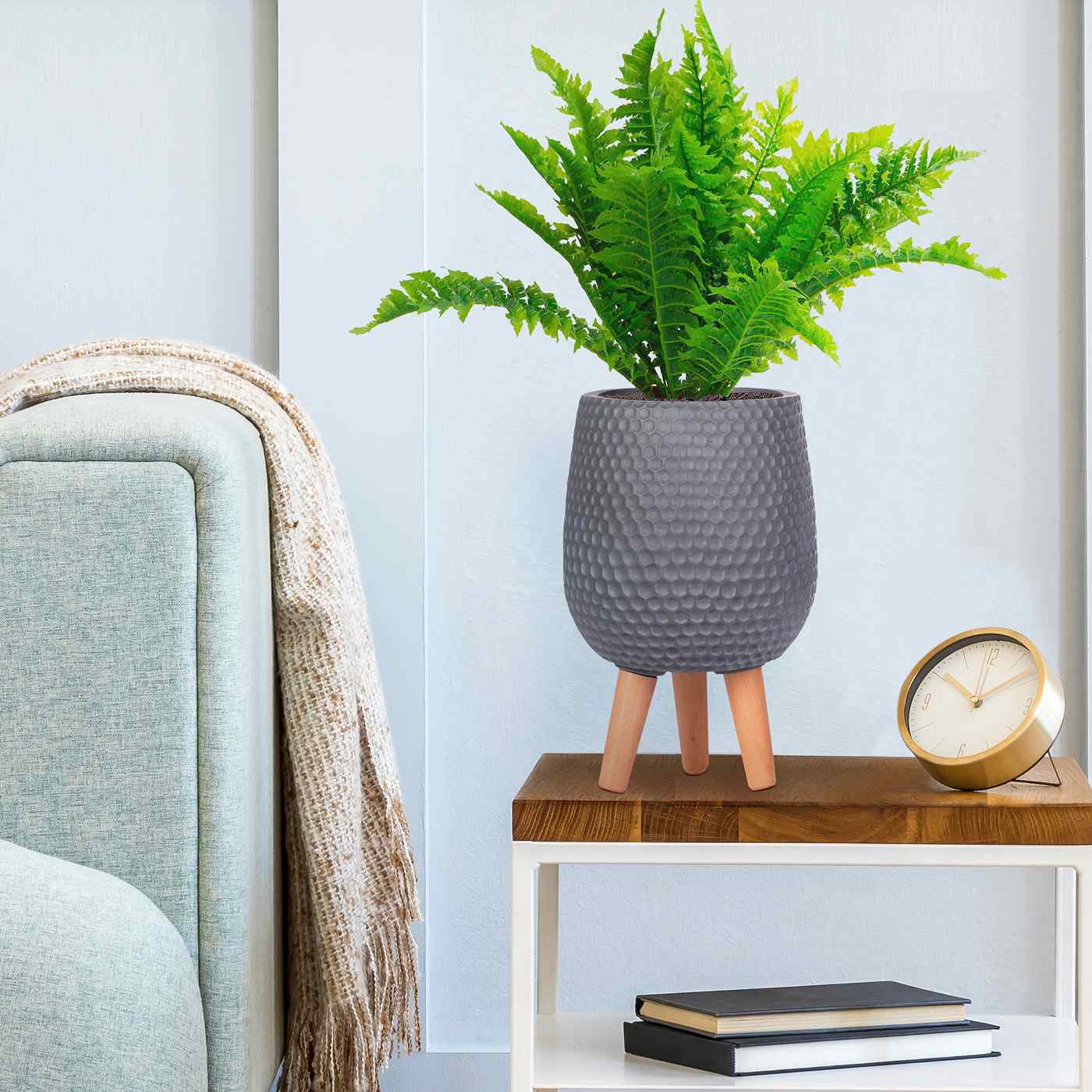 IDEALIST Lite Honeycomb Style Egg Planter on Legs, Round Pot Plant Stand Indoor