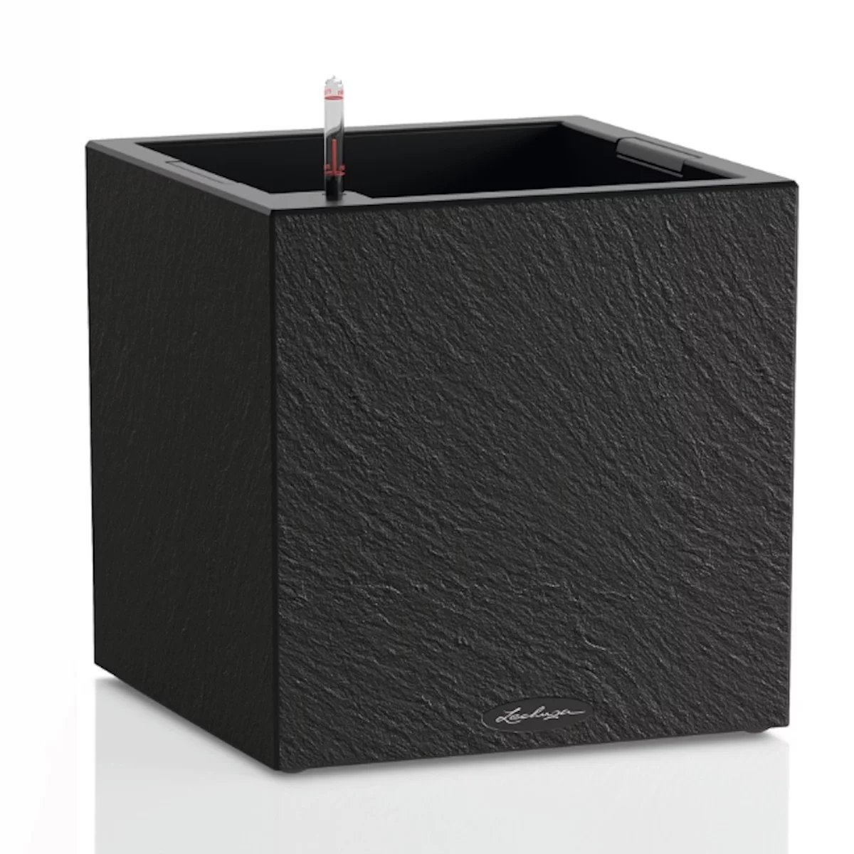 LECHUZA CANTO Slatestone Low Square Poly Resin Self-watering Planter