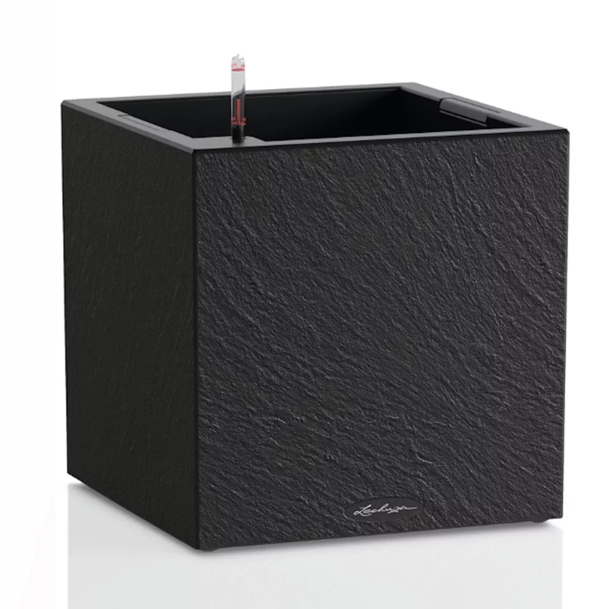 LECHUZA CANTO Slatestone Low Square Poly Resin Self-watering Planter