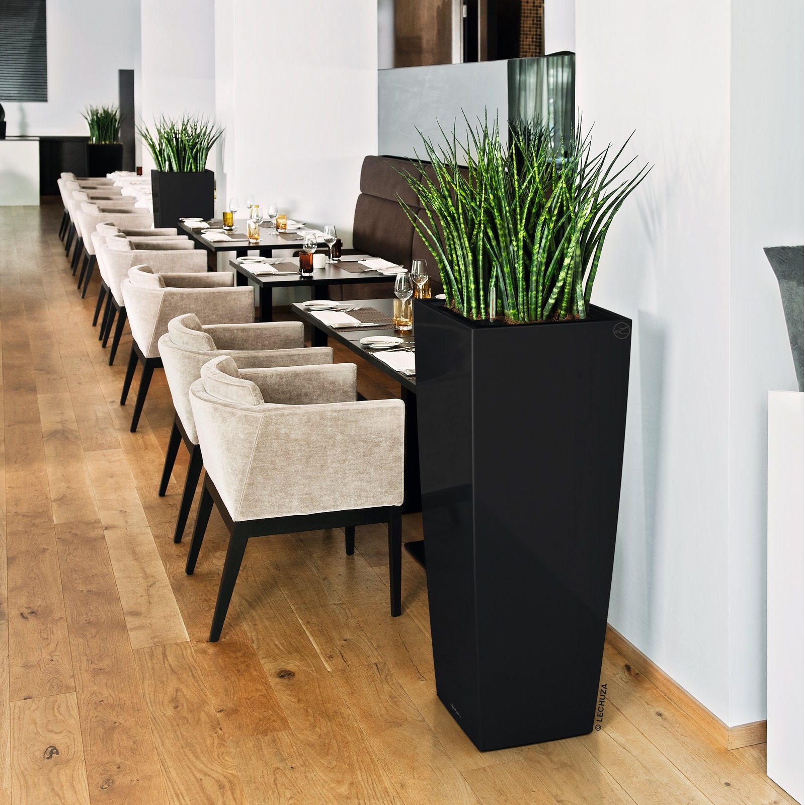 LECHUZA CUBICO ALTO Square Tall Poly Resin Self-watering Planter