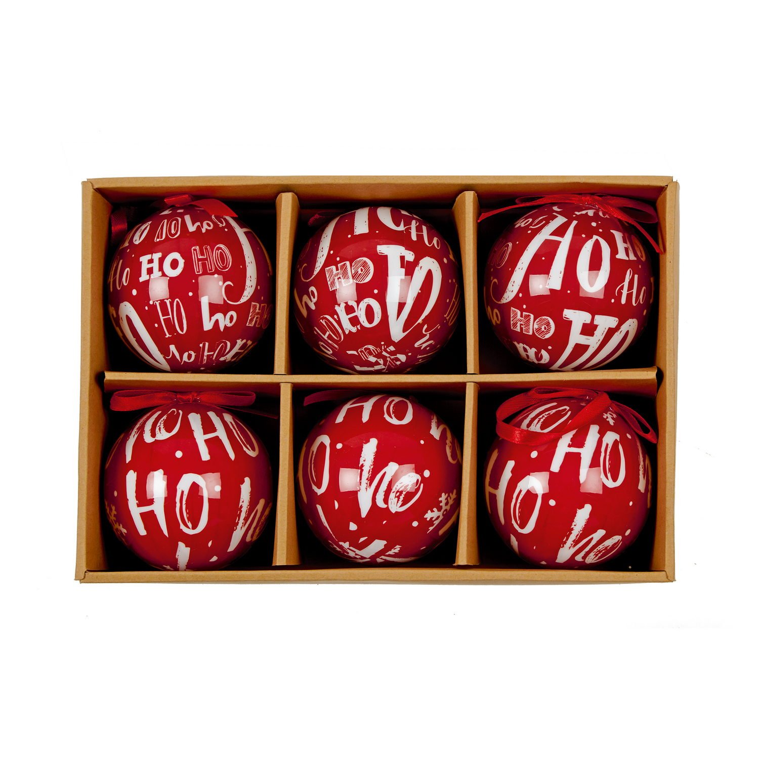 Christmas Tree Baubles HO-HO-HO Decoupage Balls