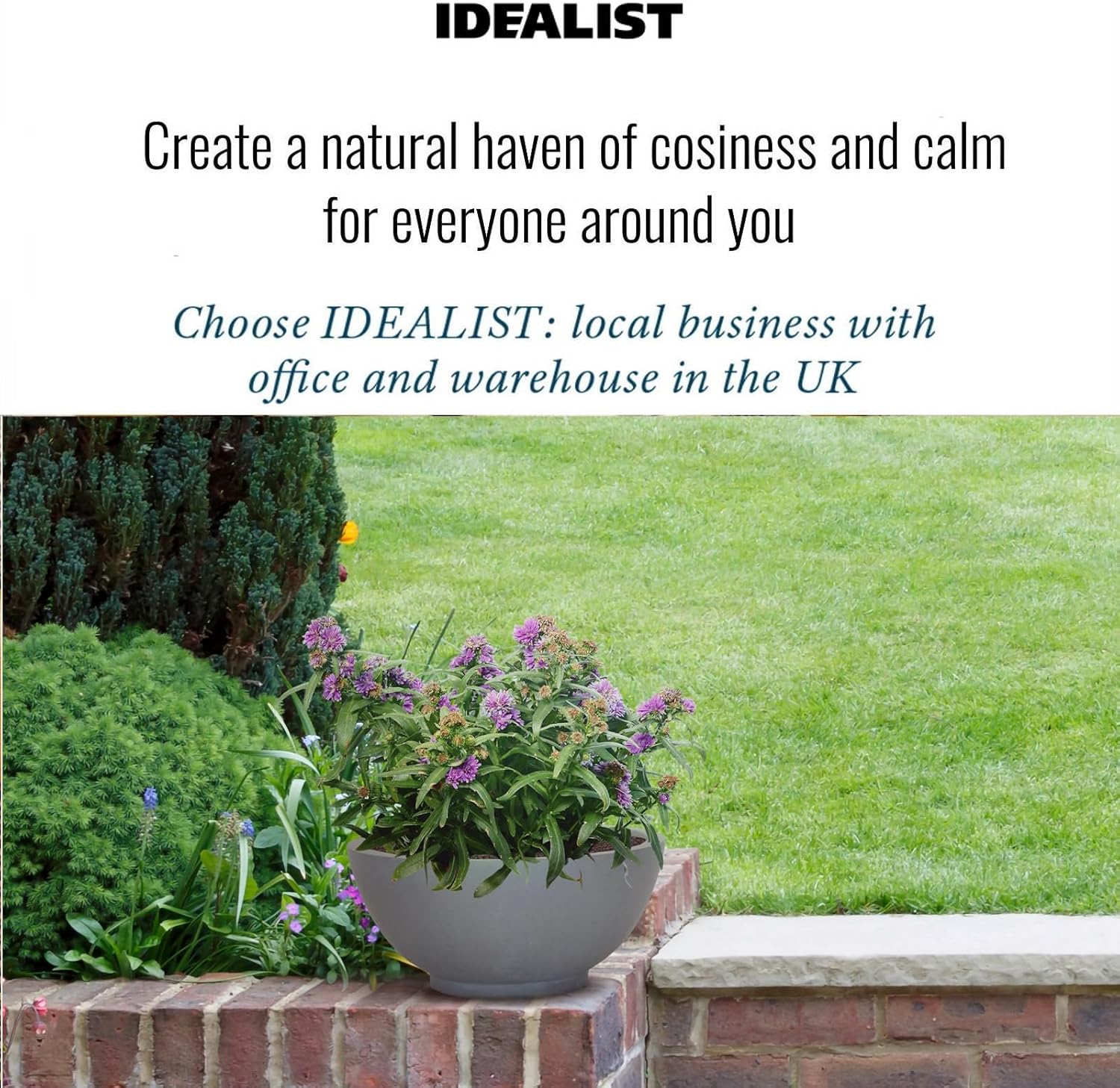 IDEALIST Lite Dish Style Smooth Bowl Outdoor Planter