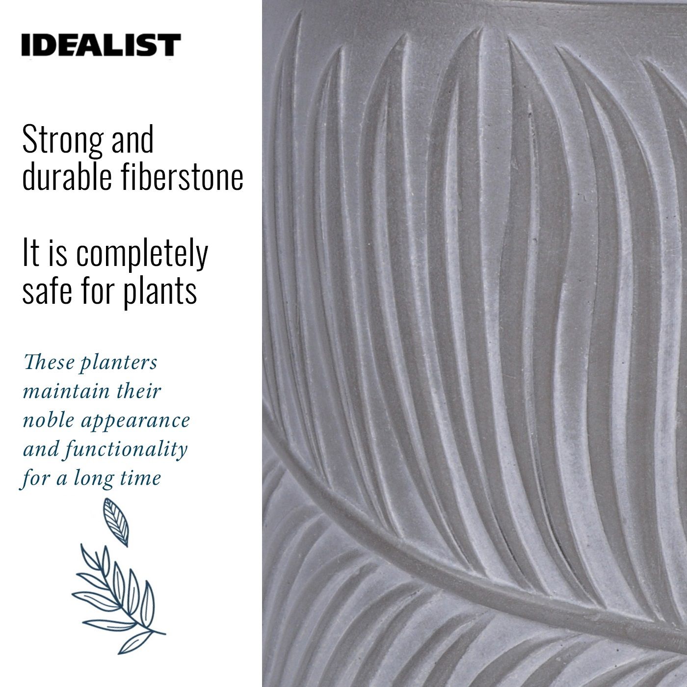 IDEALIST Lite Leaf Embossed Round Planter