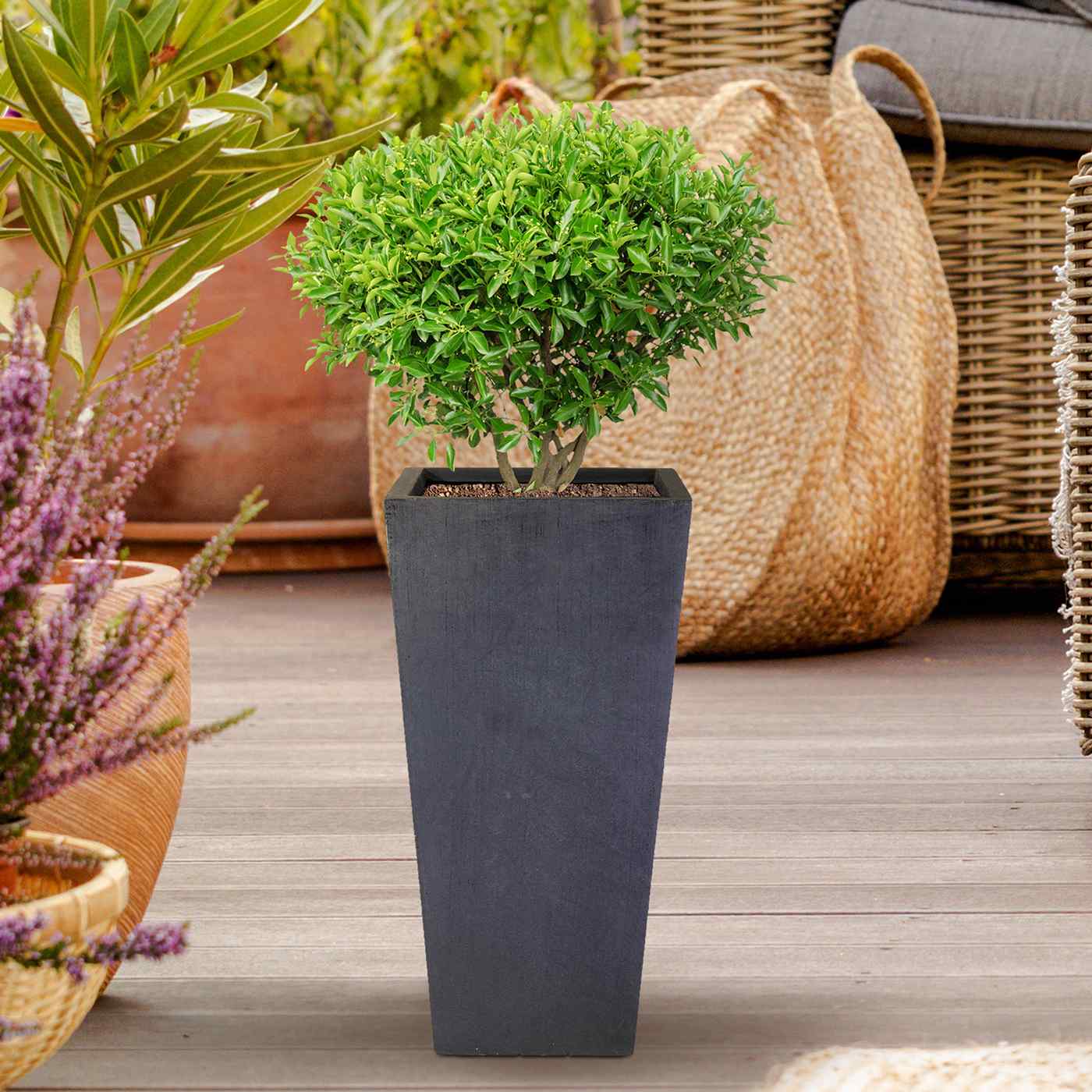 IDEALIST Lite Tall Tapered Contemporary Light Concrete Planter Set