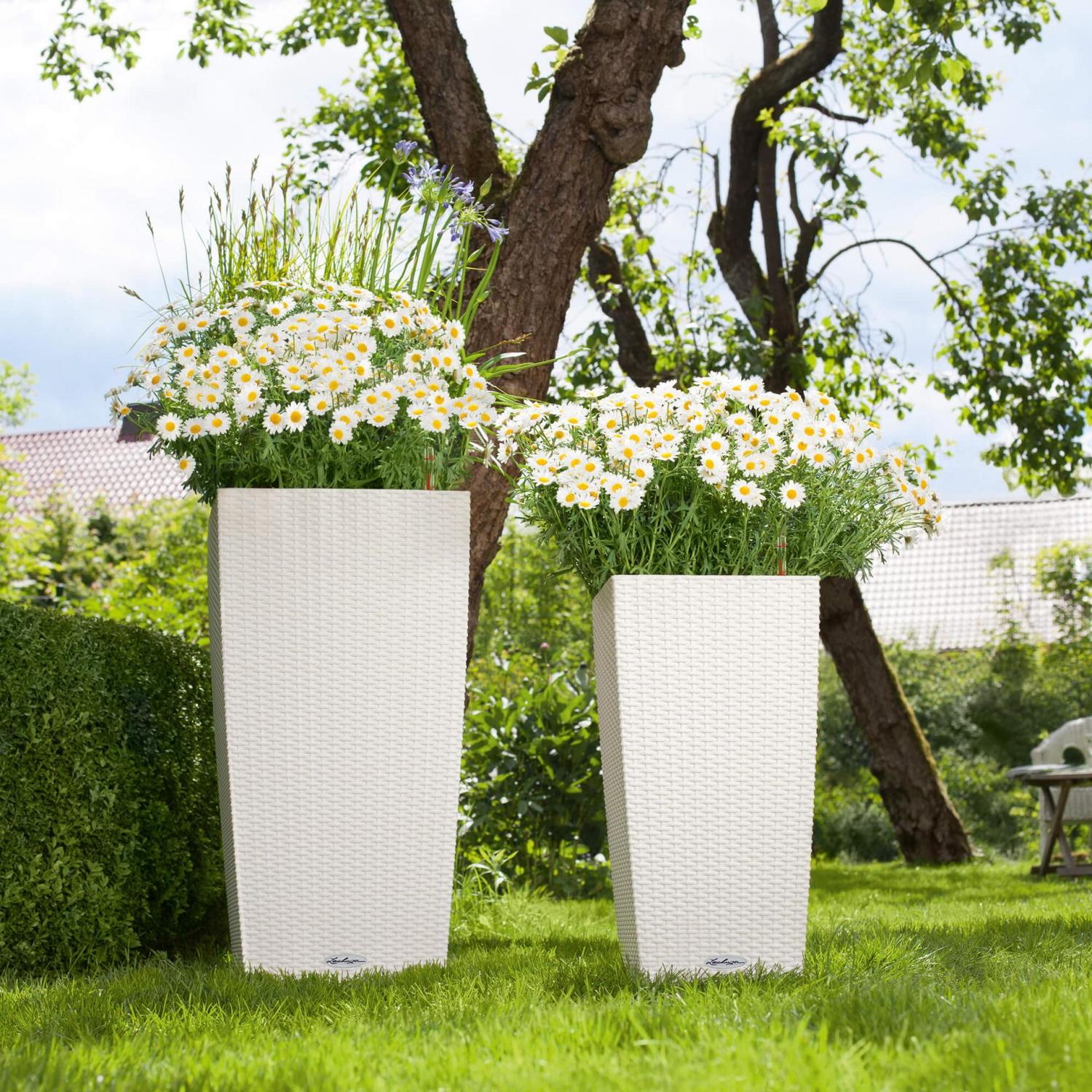 LECHUZA CUBICO Cottage Square Tall Poly Resin Self-watering Planter
