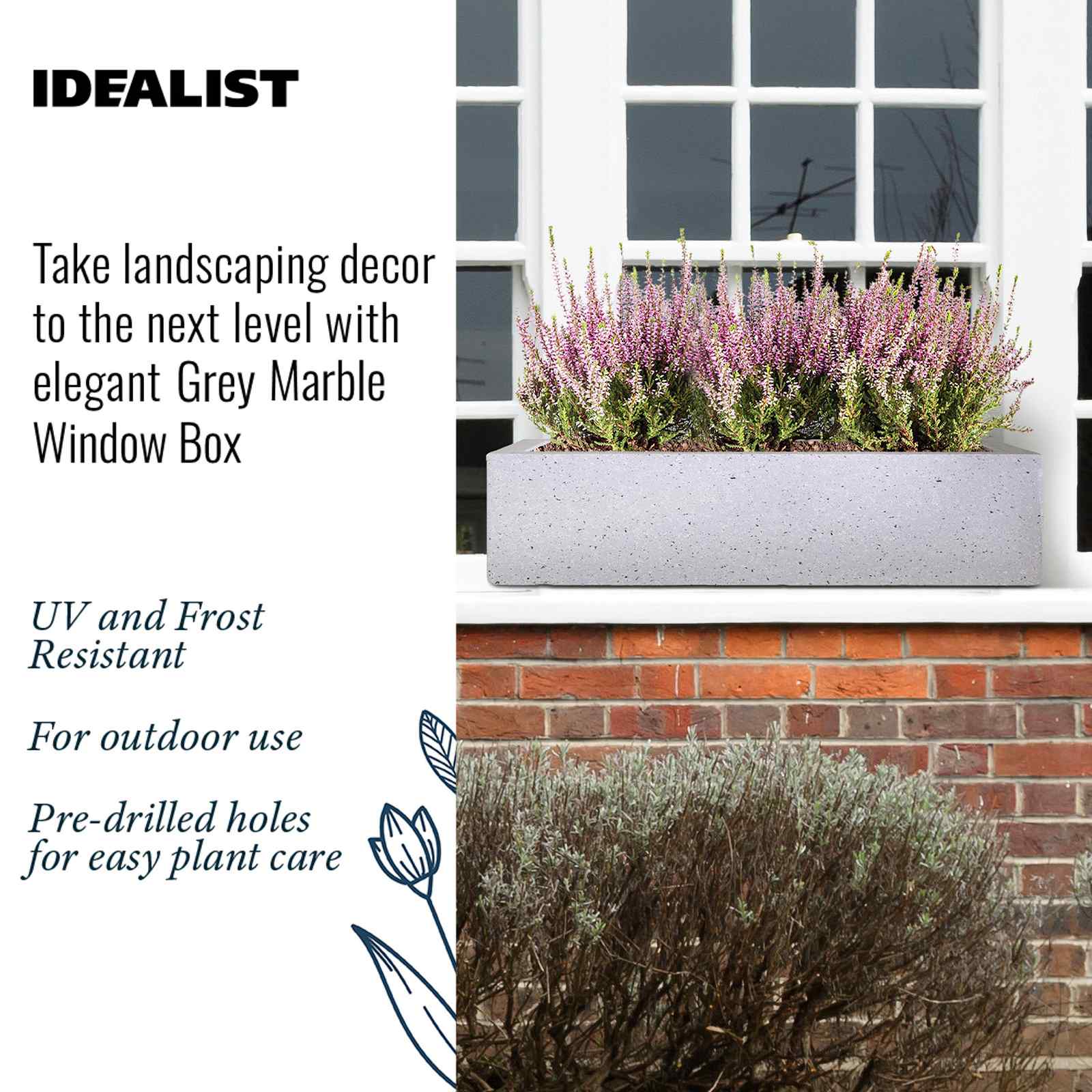 IDEALIST Lite Window Box Light Concrete Planter