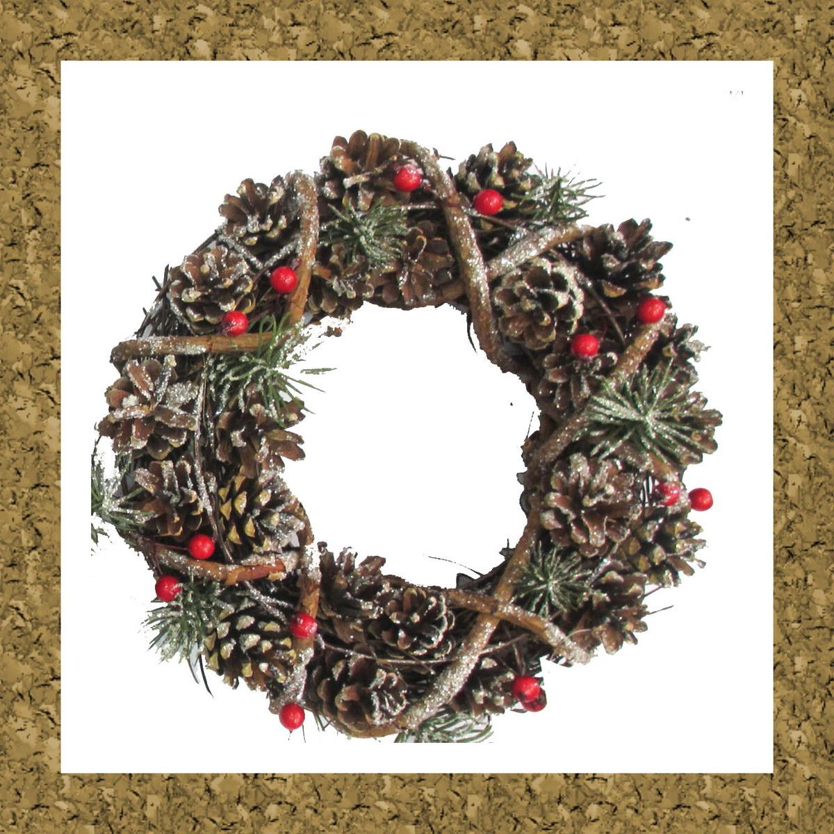Snowy Pine Wreath Artificial Branch Plant
