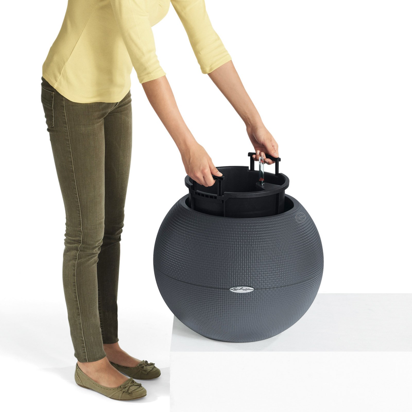 LECHUZA PURO Color Round Poly Resin Self-watering Planter