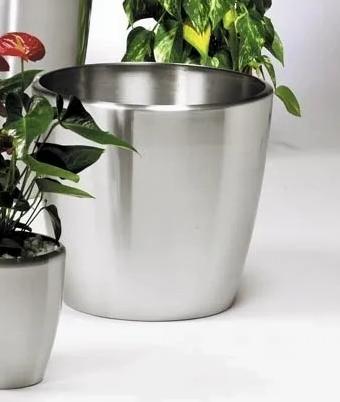 Vase Round Brushed Aluminium Planter 