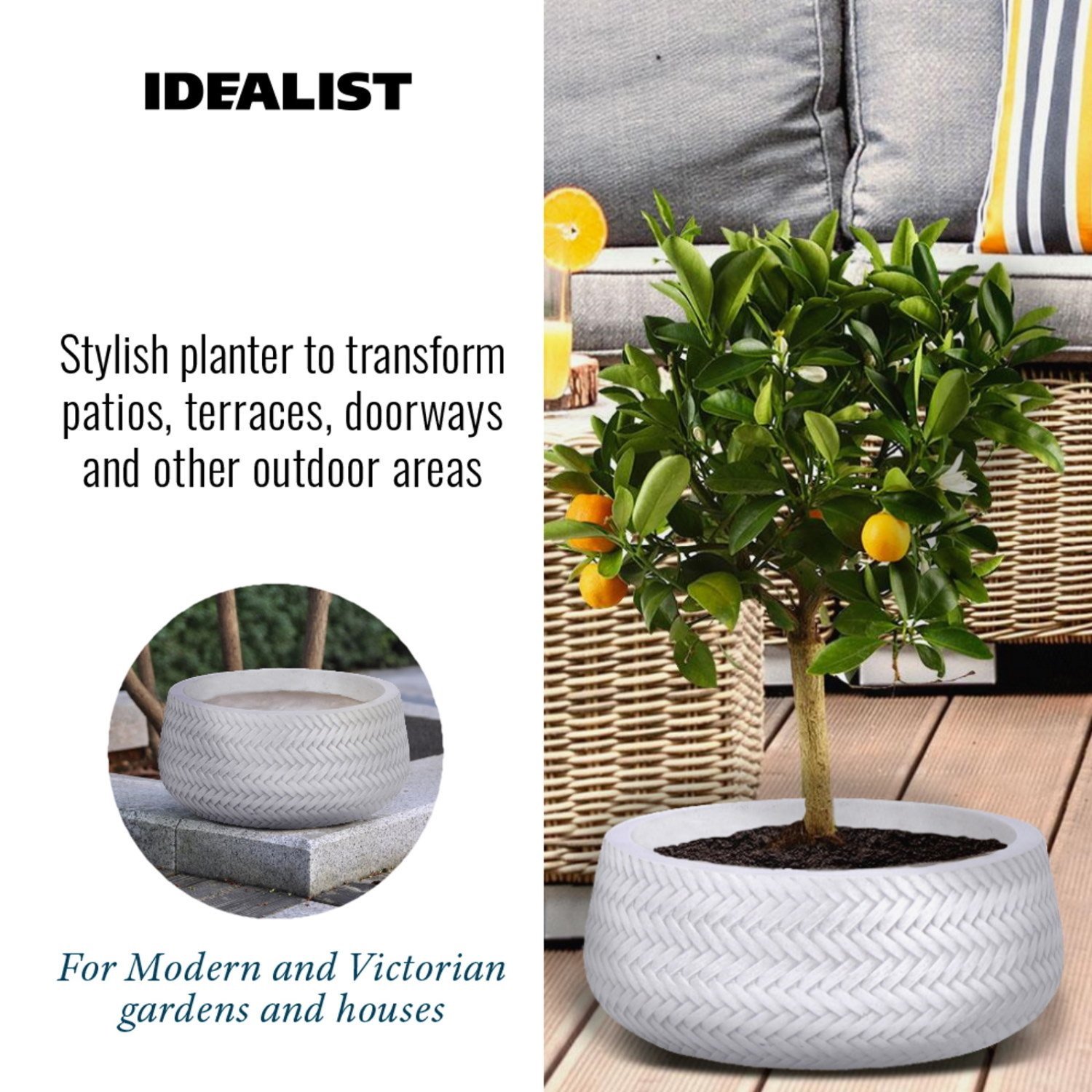 IDEALIST Lite Plaited Style Bowl Outdoor Planter