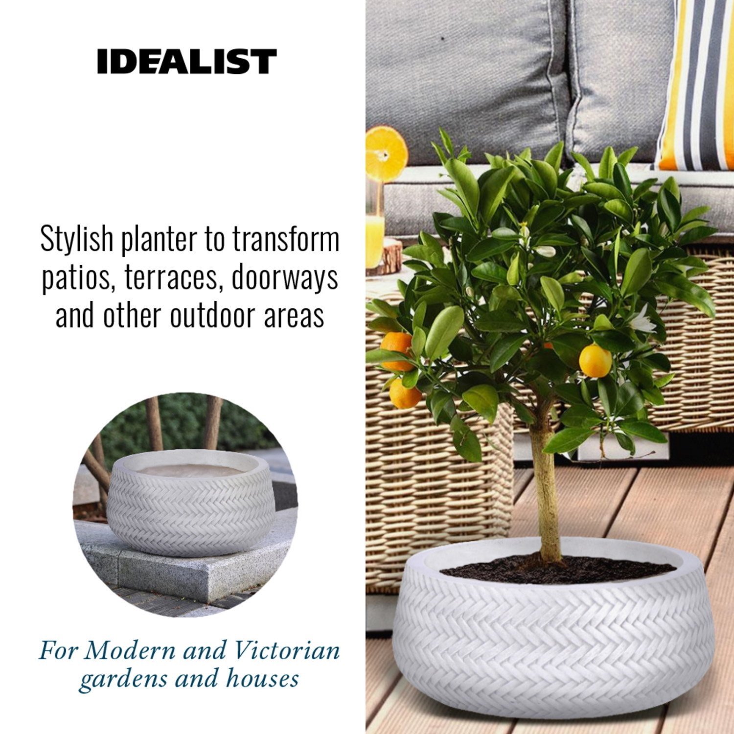 IDEALIST Lite Plaited Style Bowl Outdoor Planter