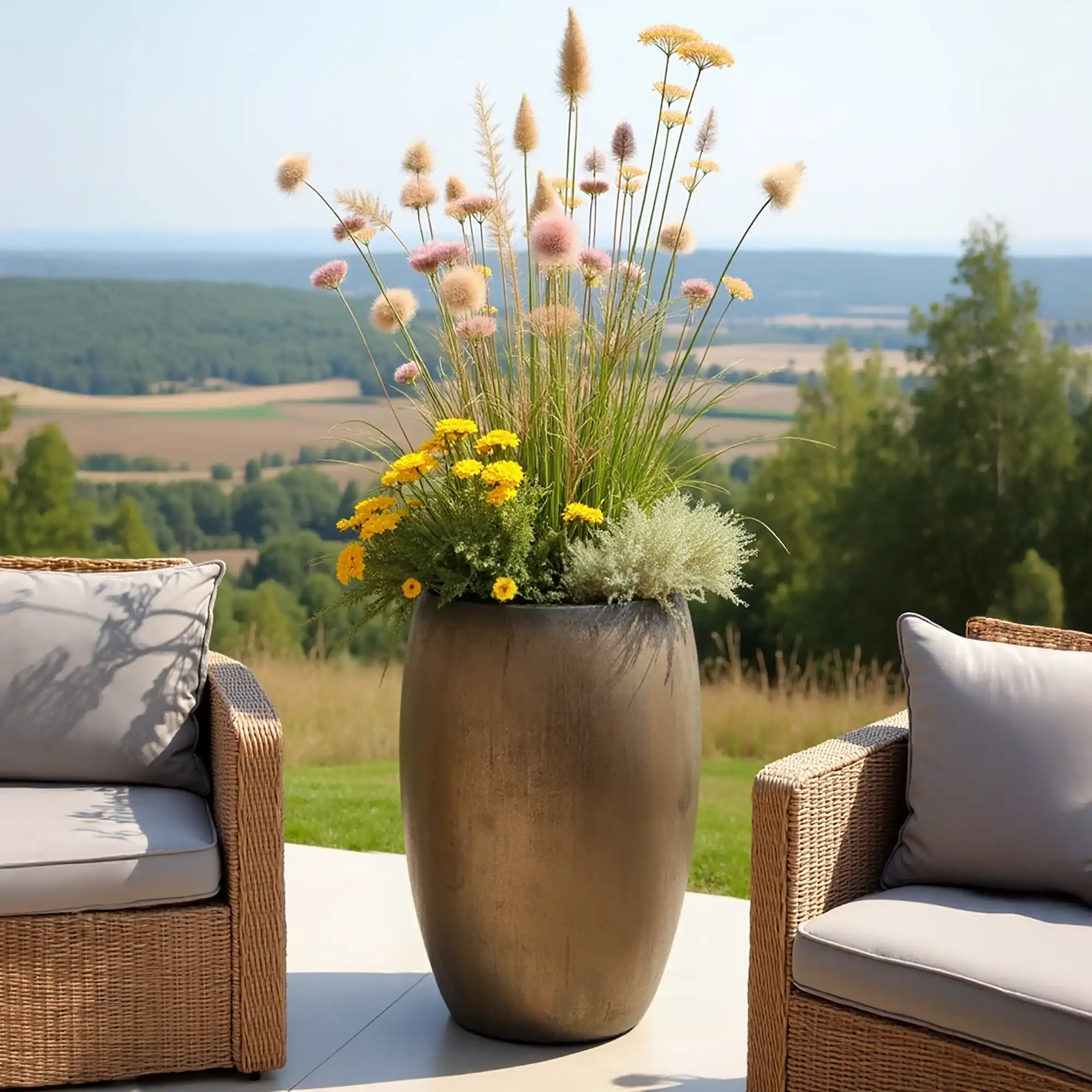 Ceramic Sepia Round Large Planter Pot In/Out