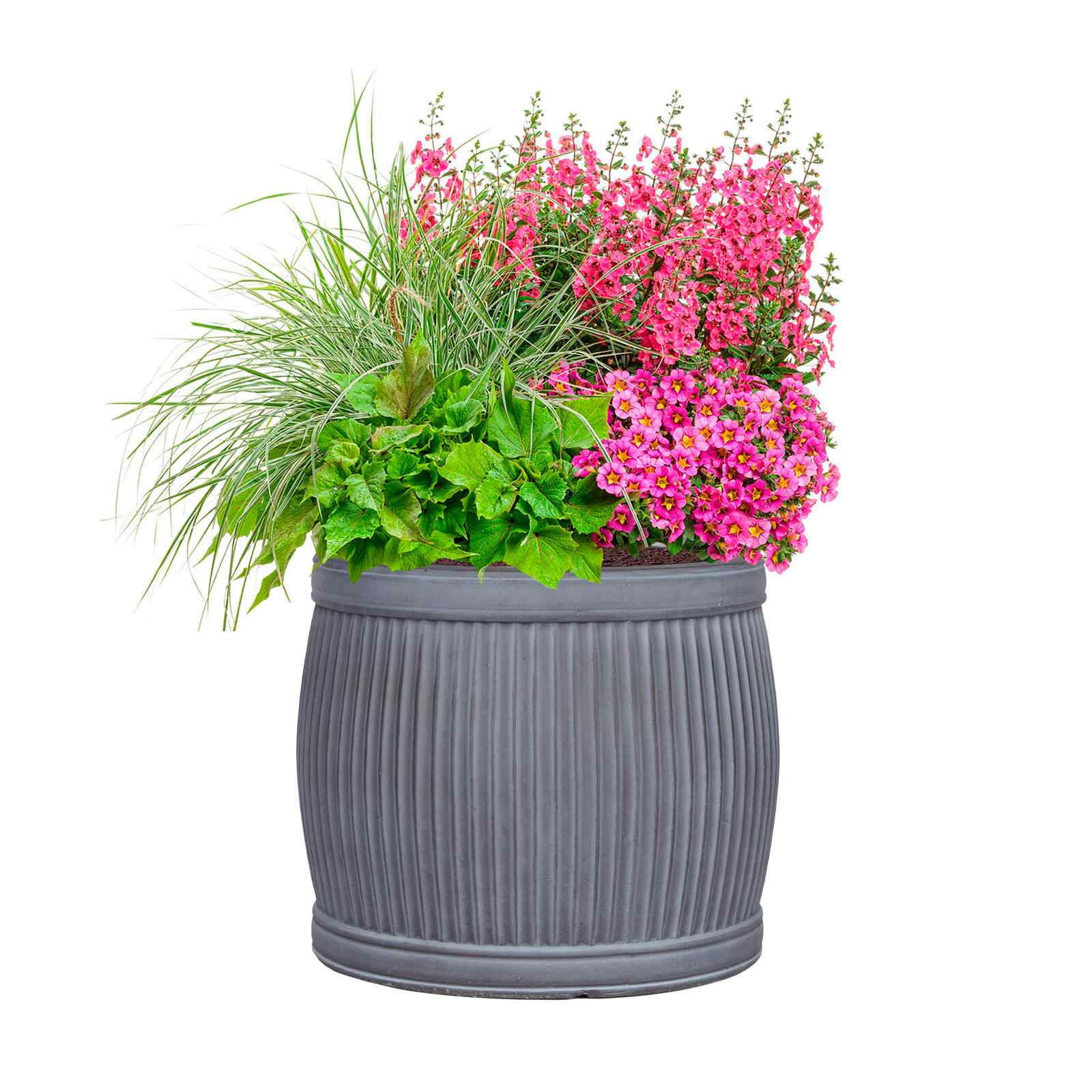 IDEALIST Lite Vertical Ribbed Vintage Style Barrel Round Planter