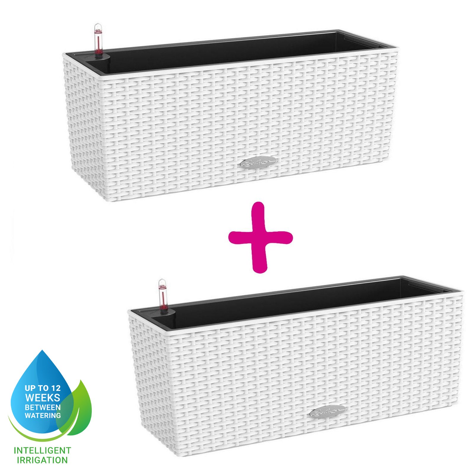 LECHUZA BALCONERA Cottage Trough Poly Resin Self-watering Planter Set
