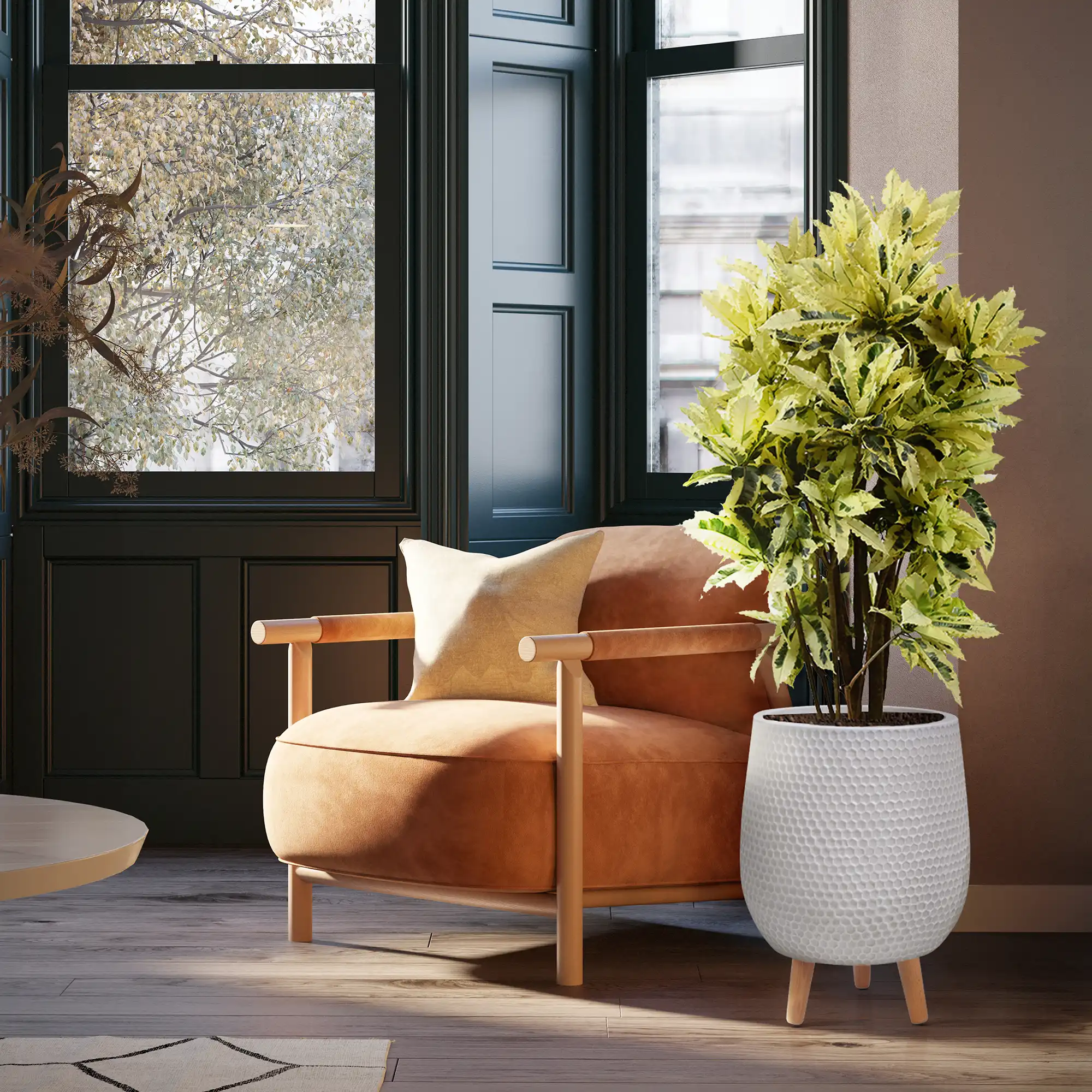 IDEALIST Lite Honeycomb Style Egg Planter on Legs, Round Pot Plant Stand Indoor