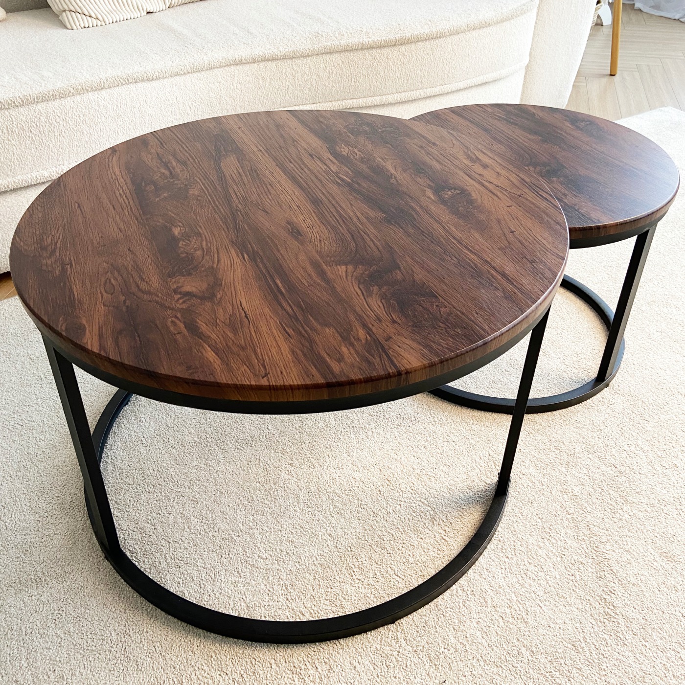 Froppi Round Coffee Tables for Living Room: Set of 2 Nesting Coffee Tables, MDF