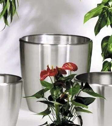 Vase Round Brushed Aluminium Planter