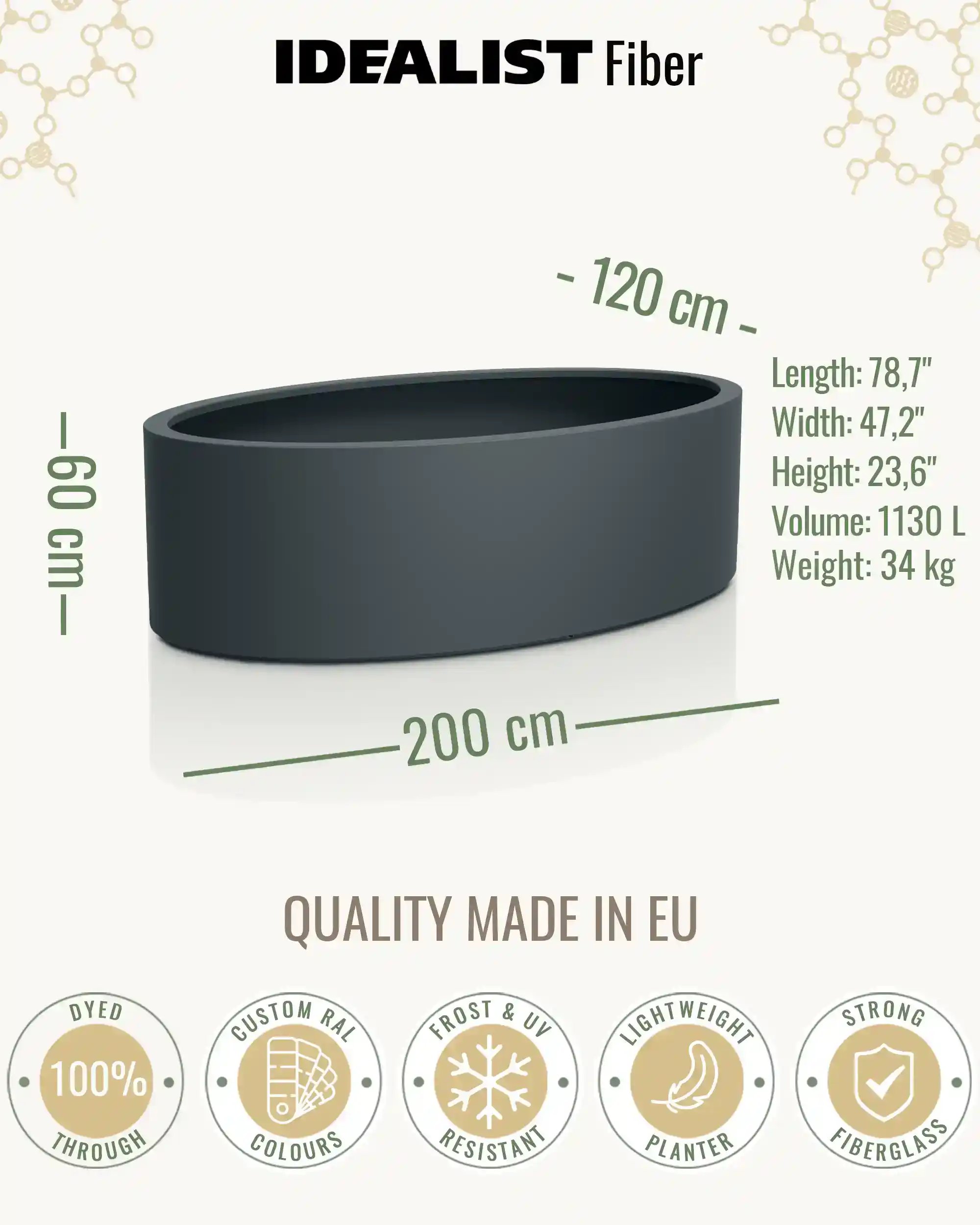 ELLI Oval Outdoor Fibreglass Planter