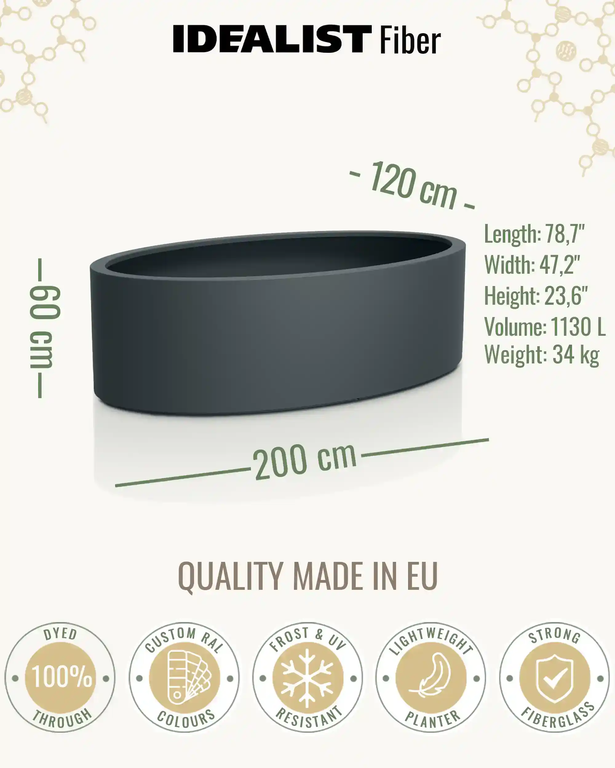ELLI Oval Outdoor Fibreglass Planter