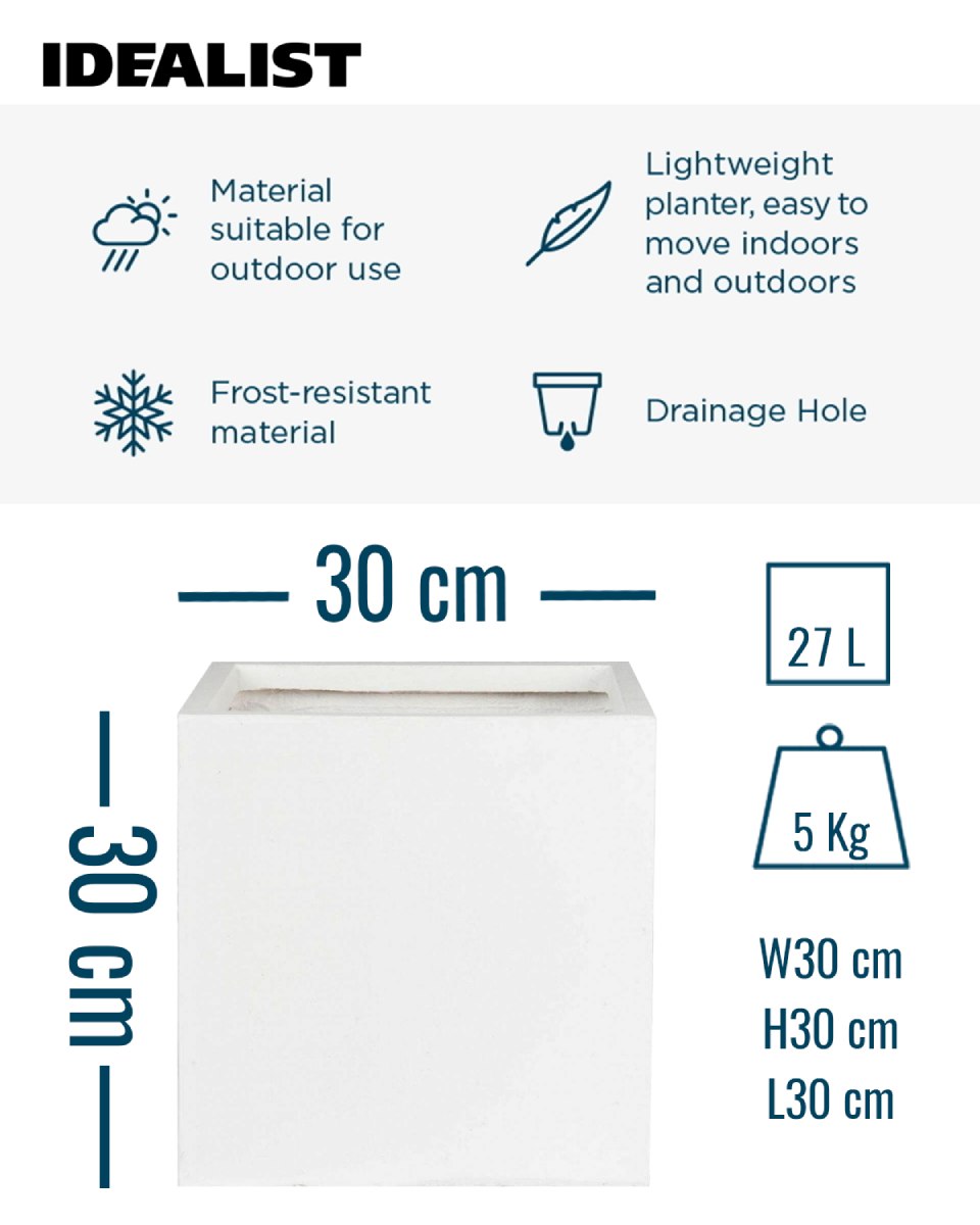 IDEALIST Lite Square Box Contemporary Light Concrete Planter