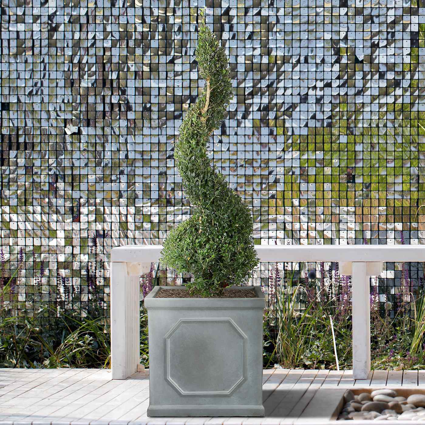 IDEALIST Lite Faux Lead Chelsea Box Square Light Concrete Planter
