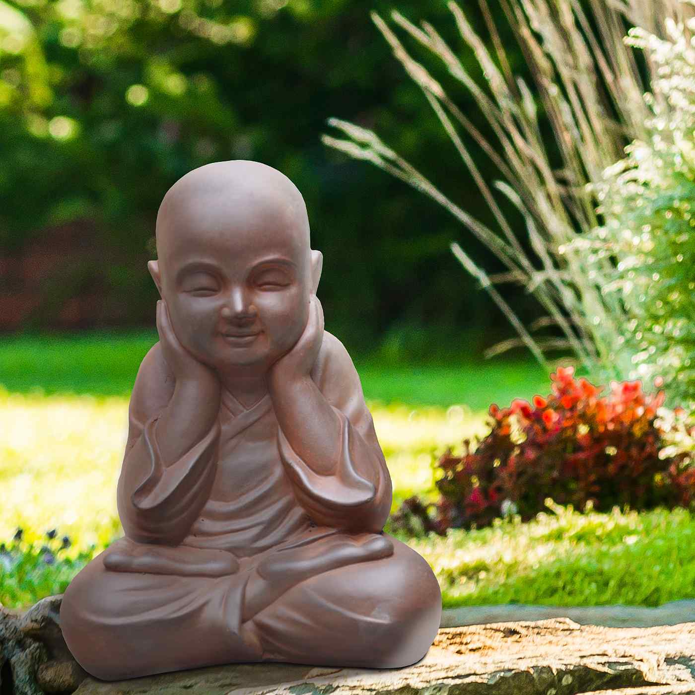 IDEALIST Lite Sitting Baby Monk Rusty Indoor and Outdoor Statue L29.5 W23.5 H39 cm