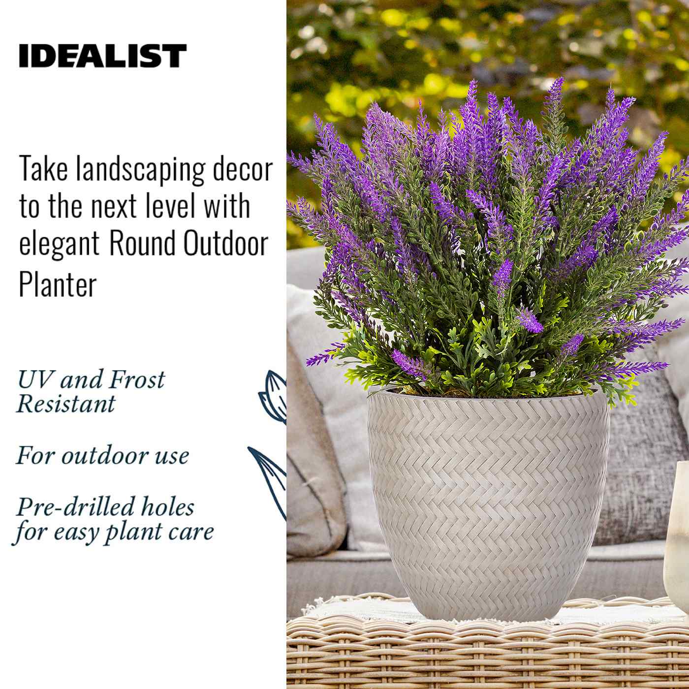 IDEALIST Lite Plaited Style Round Planter Outdoor Plant Pot