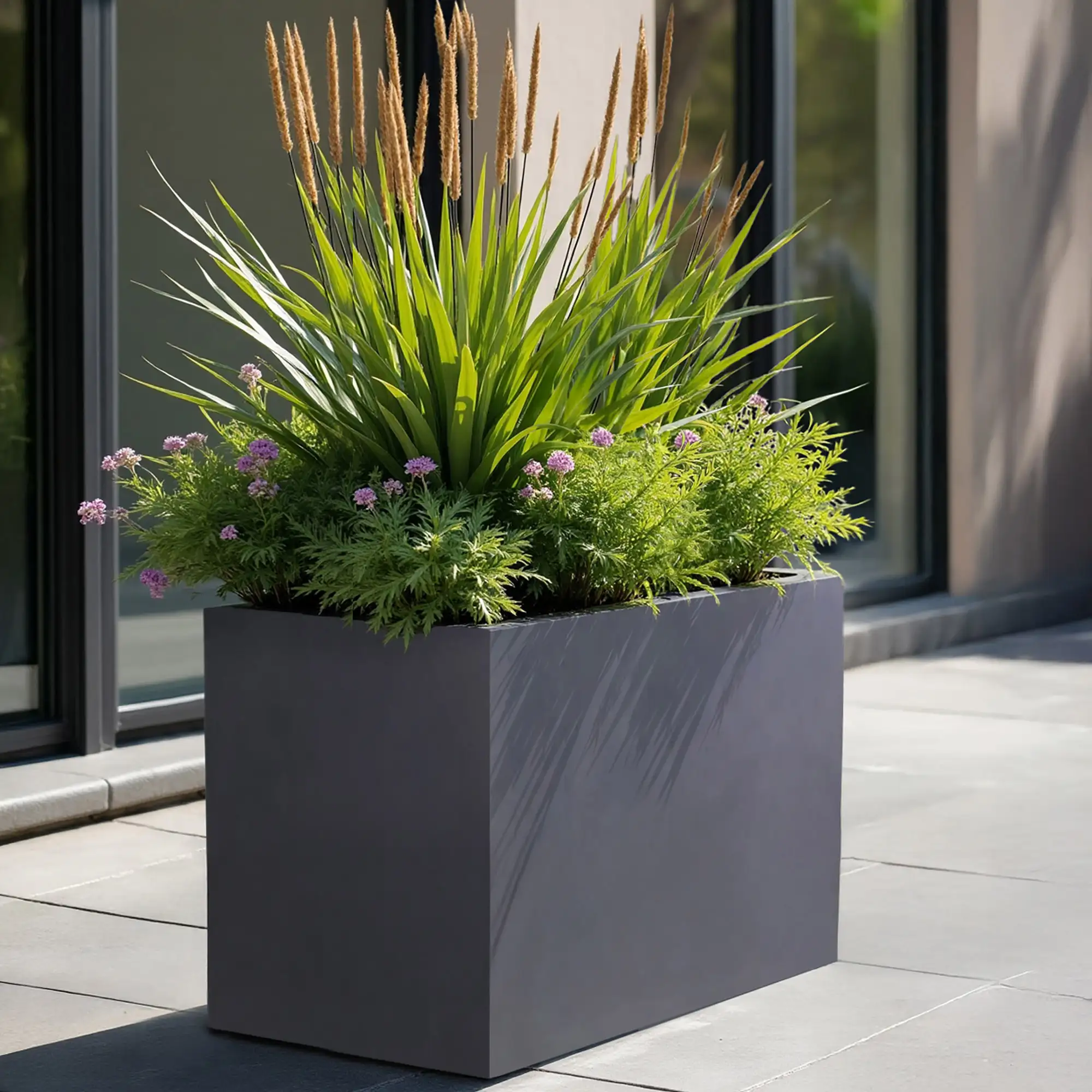 IDEALIST Lite Contemporary Light Concrete Trough Planter Set