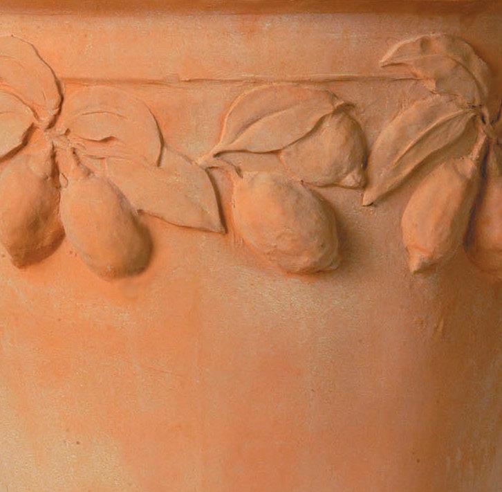 Citrus Fiberglass Round Tall Terracotta Planter Pot In/Out