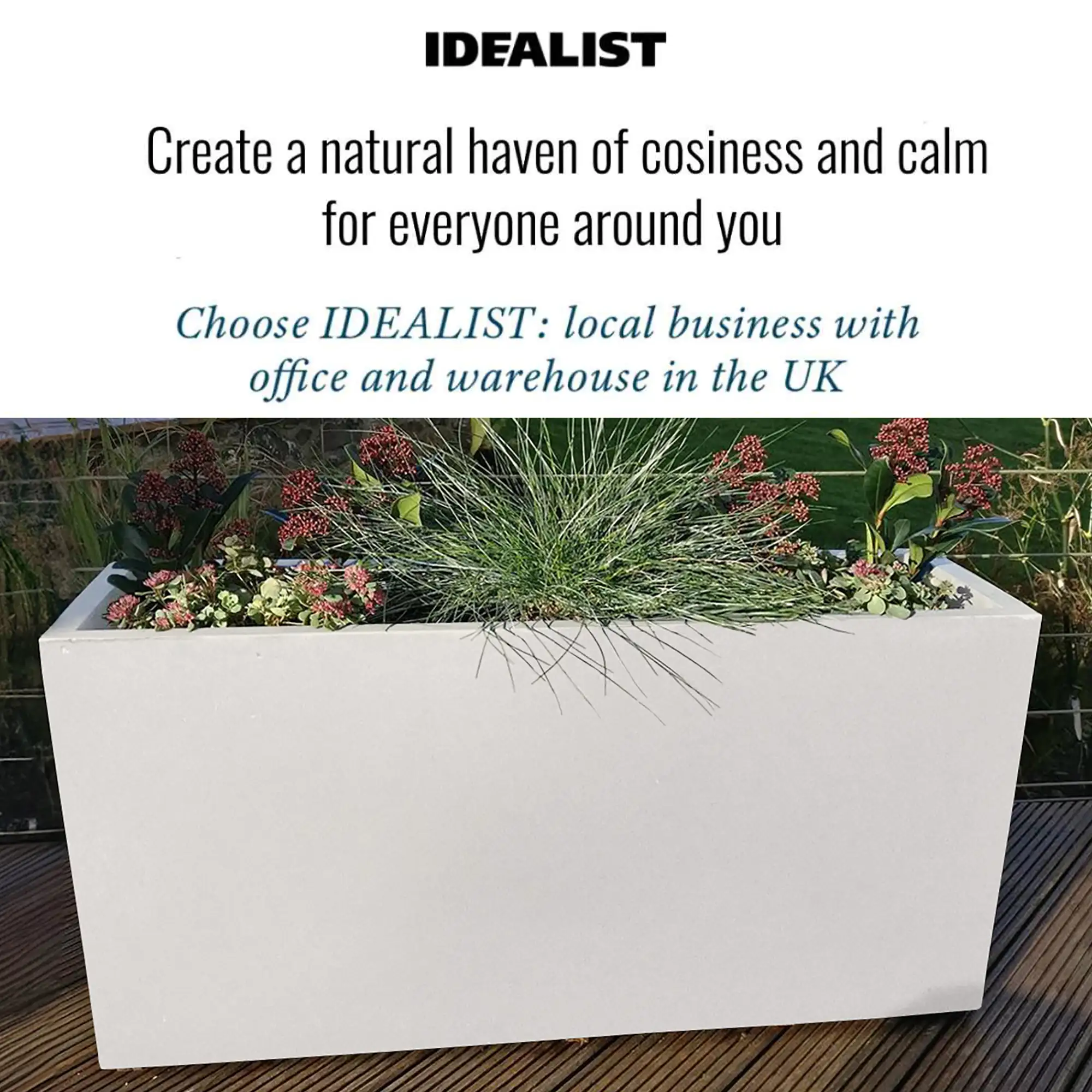 IDEALIST Lite Contemporary Light Concrete High Trough Planter
