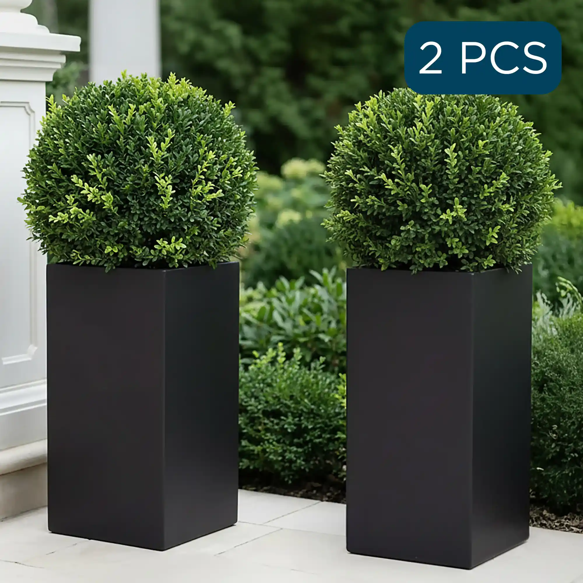IDEALIST Lite Tall Square Contemporary Light Concrete Planter Set