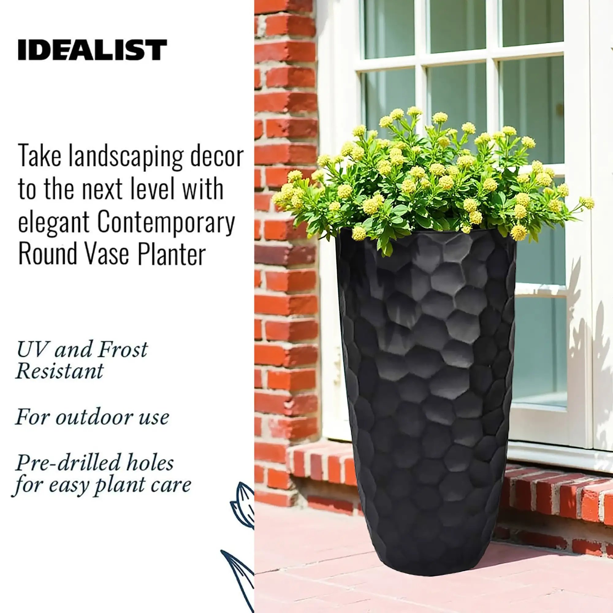 IDEALIST Lite Mosaic Style Tall Round Vase Planter Outdoor Plant Pot