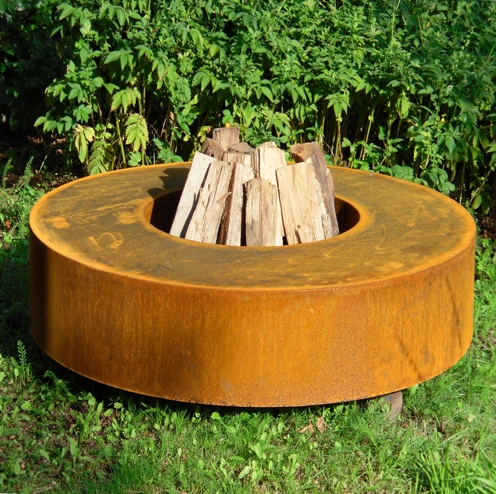 Round Corten Steel Fire Garden Table
