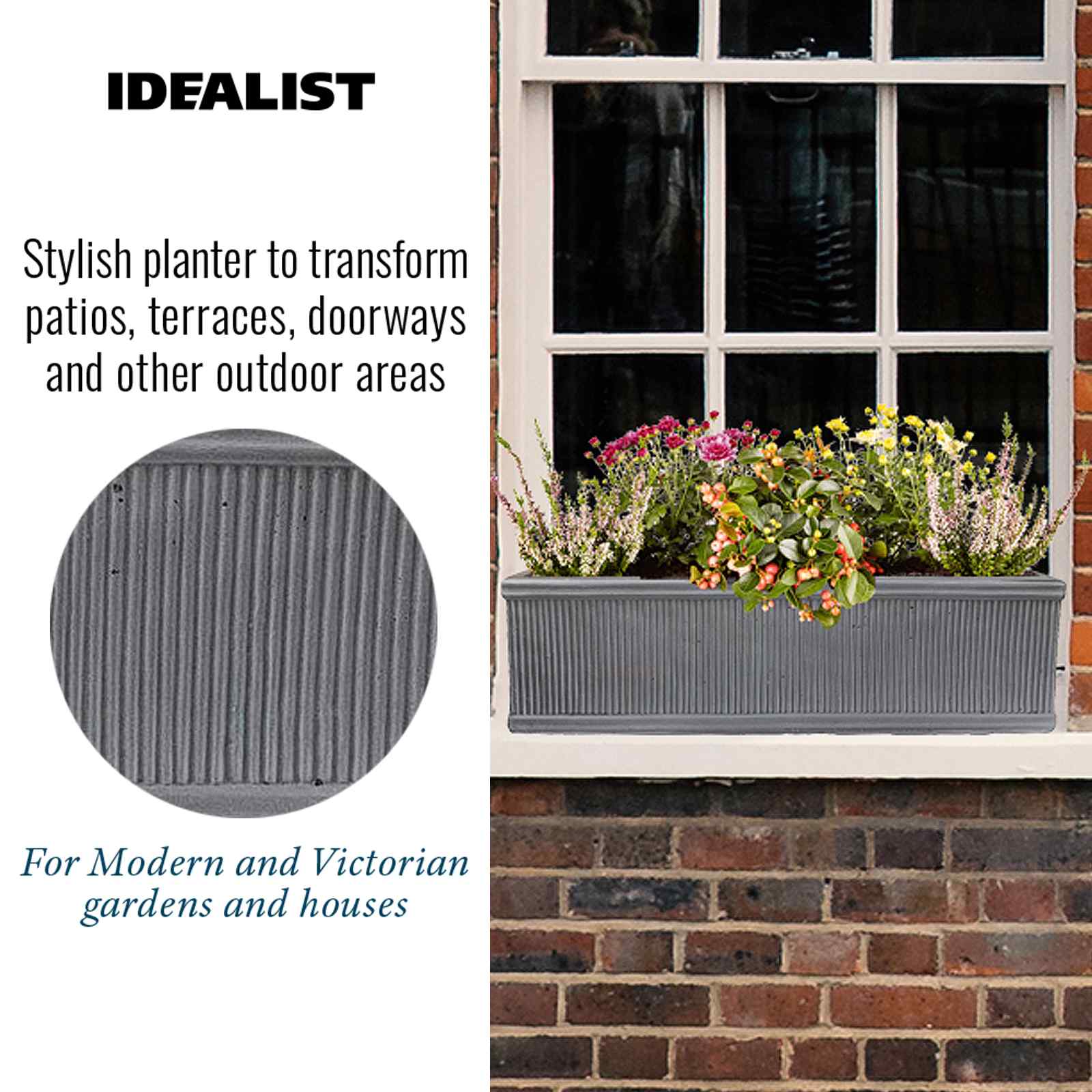 IDEALIST Lite Vertical Ribbed Vintage Style Window Box