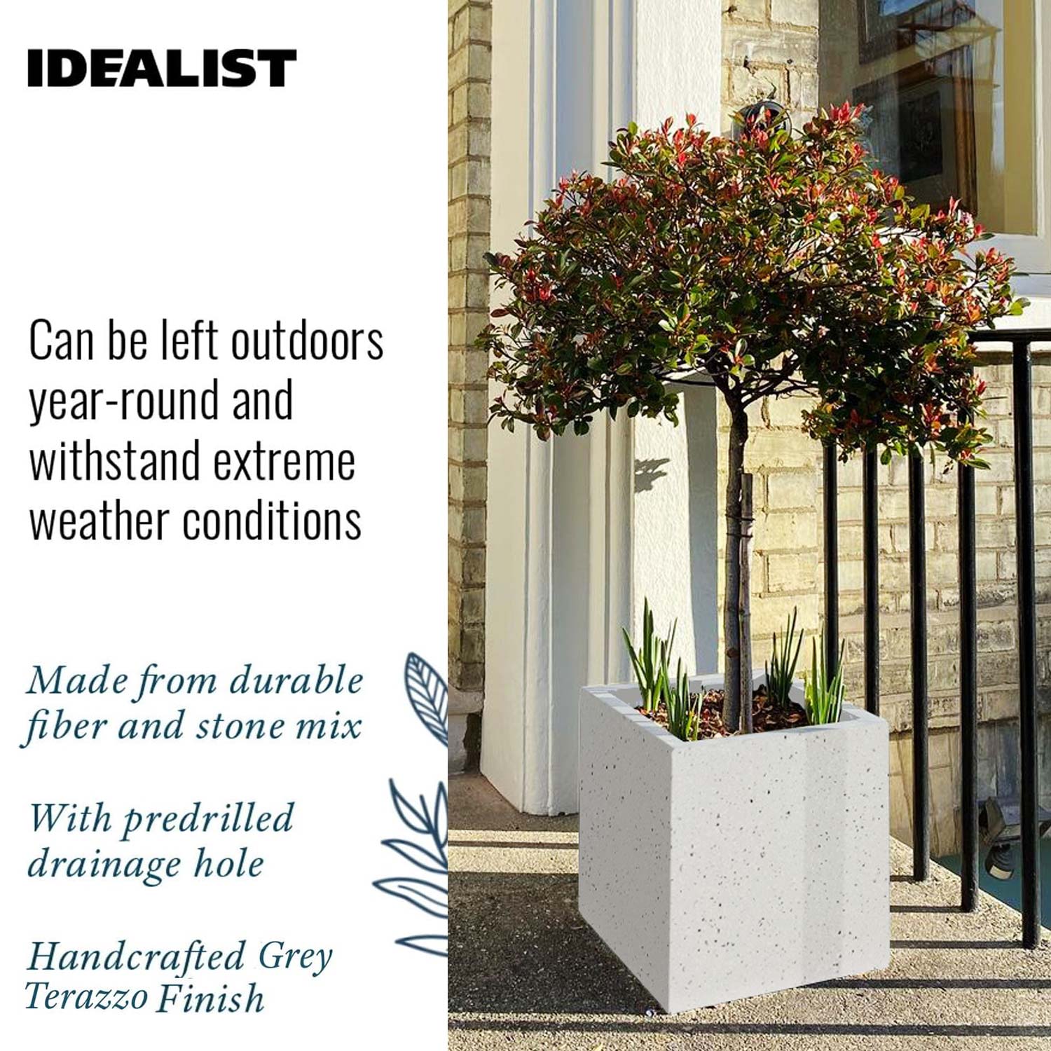 IDEALIST Lite Square Box Contemporary Marble Light Concrete Planter