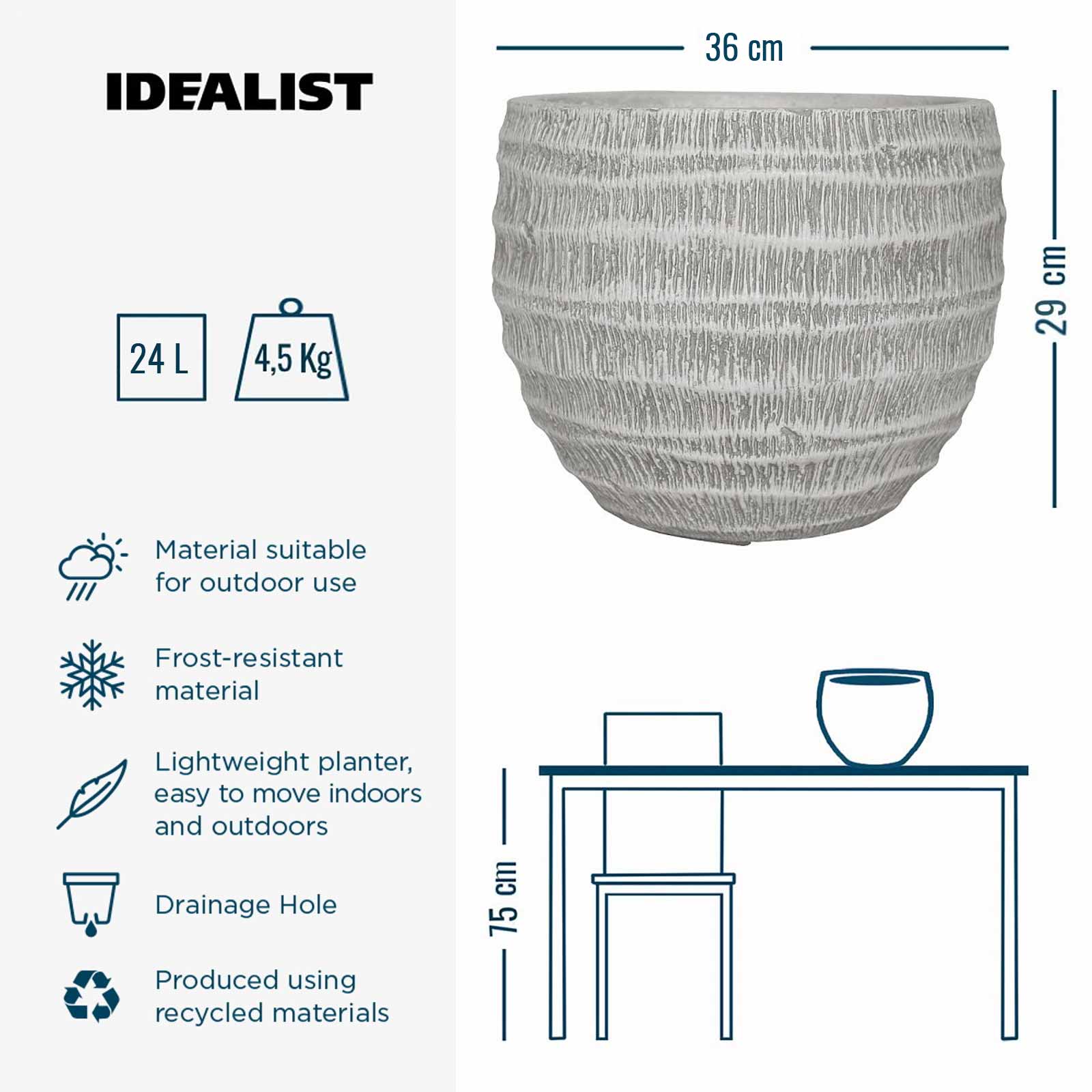 IDEALIST Lite Straw Plaited Style Ball Planter