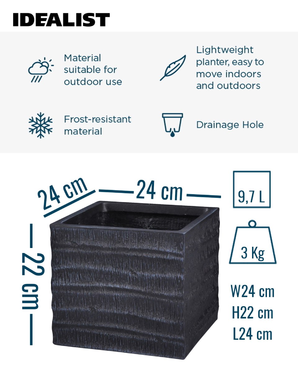 IDEALIST Lite Straw Ribbed Square Outdoor Planter