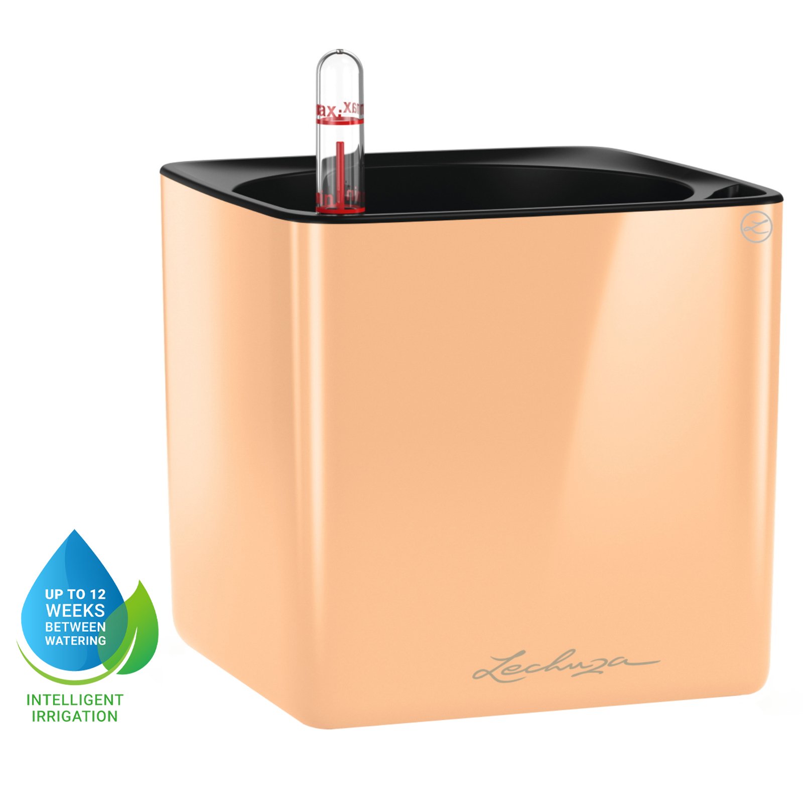 LECHUZA CUBE Glossy Square Poly Resin Indoor Self-watering Planter