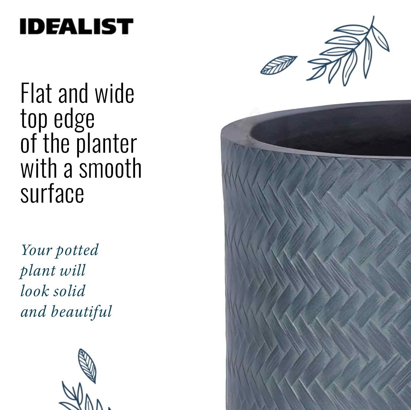 IDEALIST Lite Plaited Style Table and Hanging Cylinder Round Plant Pot Dual Use Indoor Planter