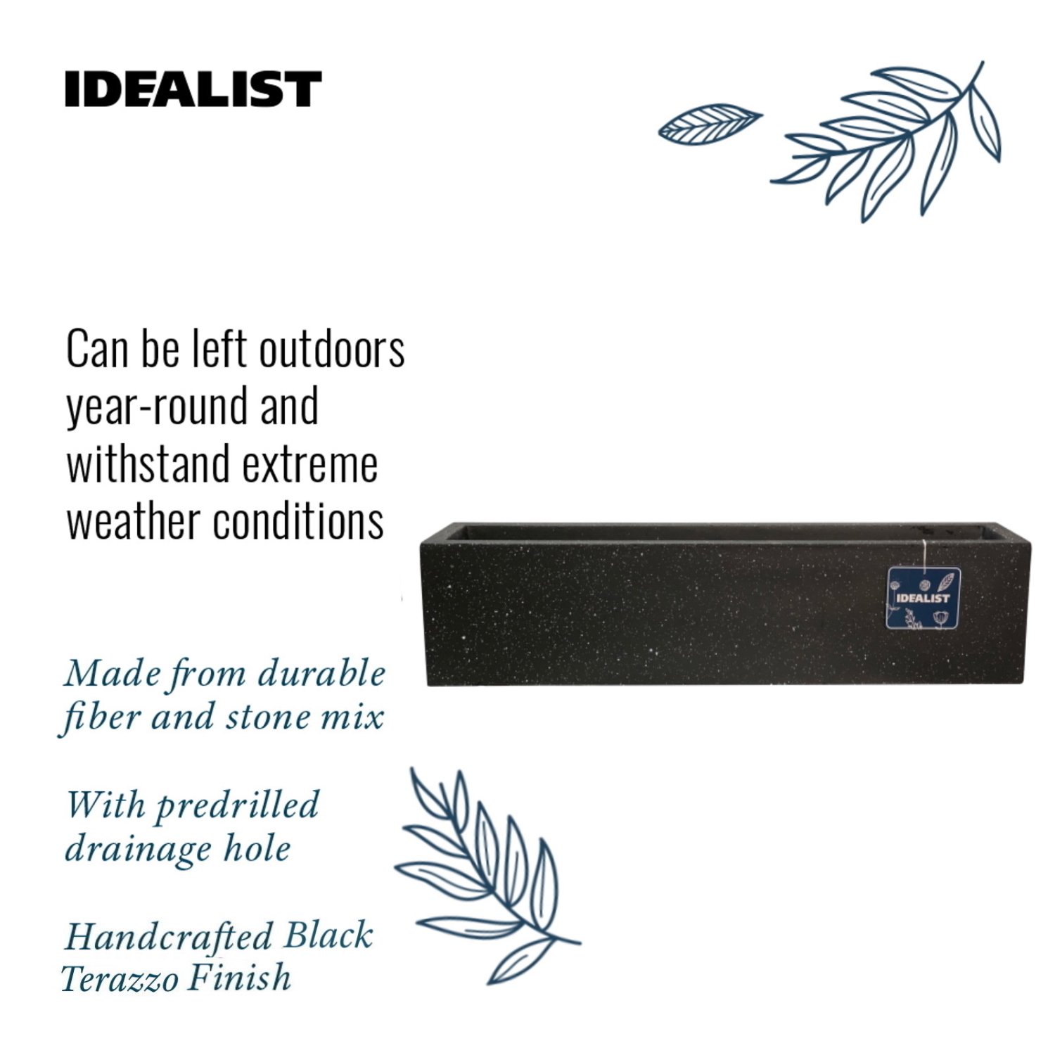 IDEALIST Lite Window Box Light Concrete Planter