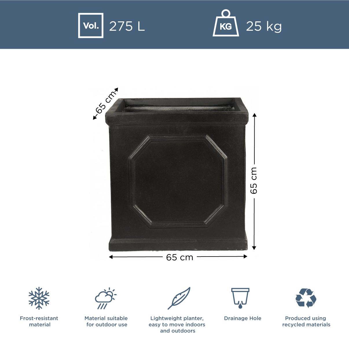 IDEALIST Lite Faux Lead Chelsea Box Square Light Concrete Planter