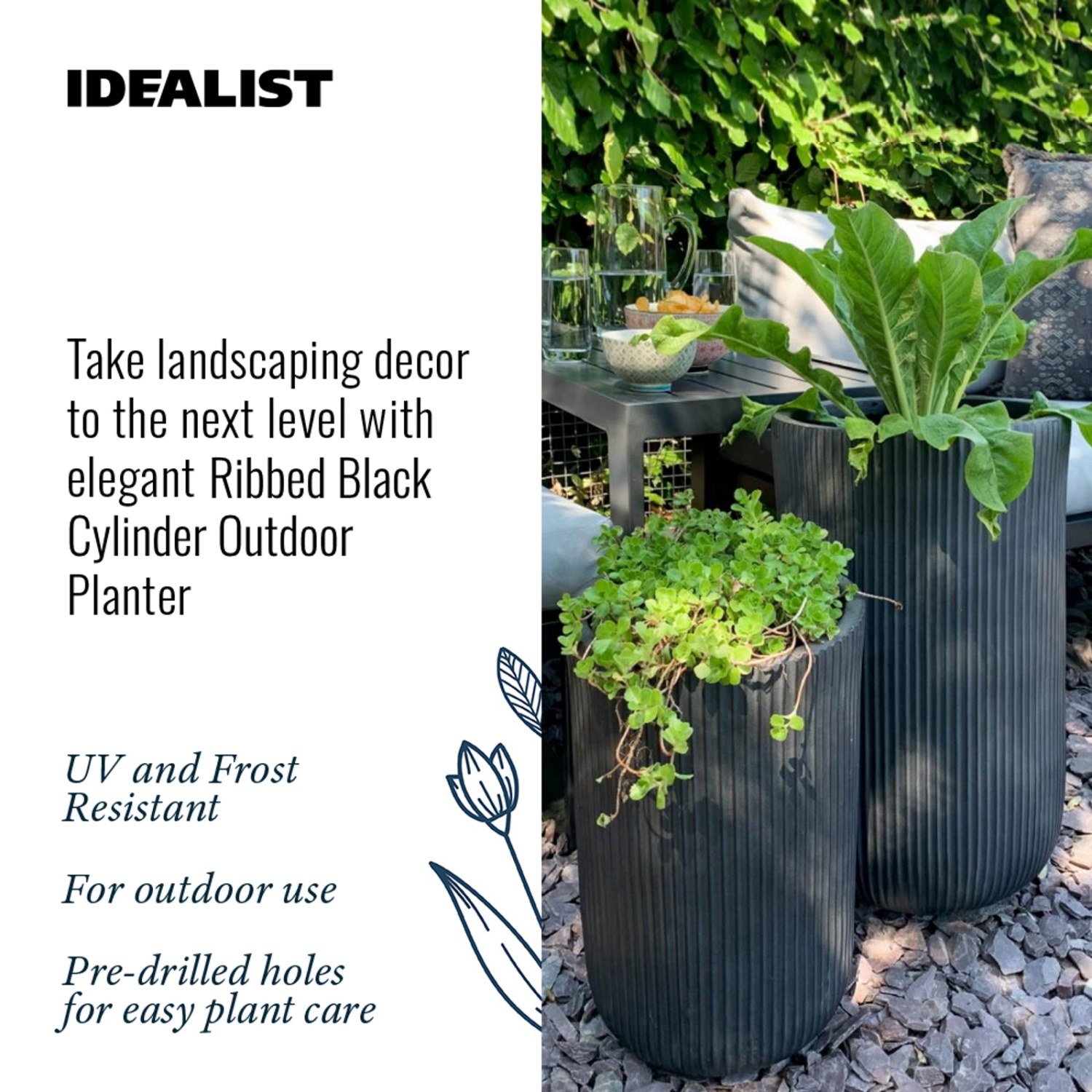 IDEALIST Lite Ribbed Cylinder Outdoor Planter