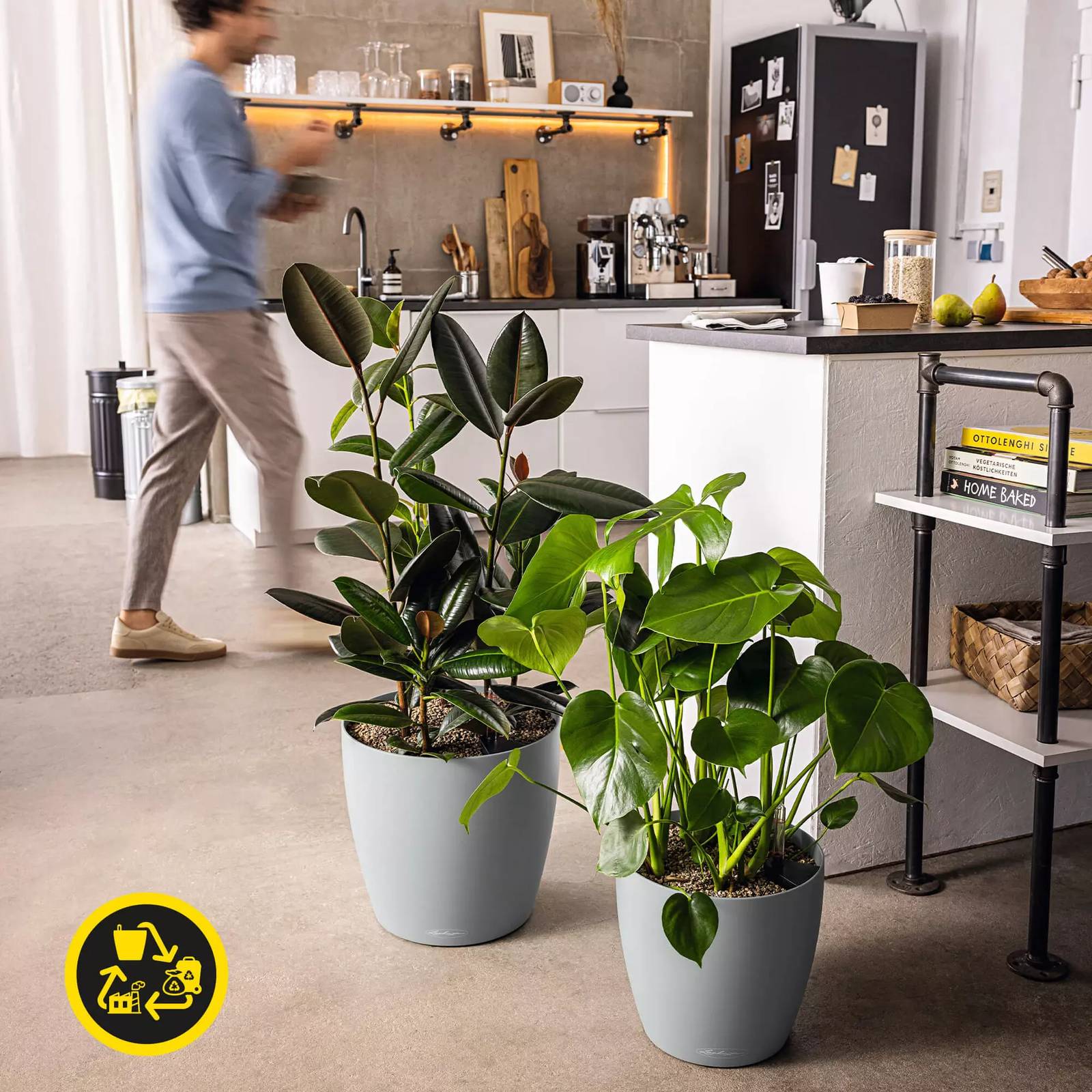 LECHUZA CLASSICO Color ECO Round PCR Plastic Self-watering Planter
