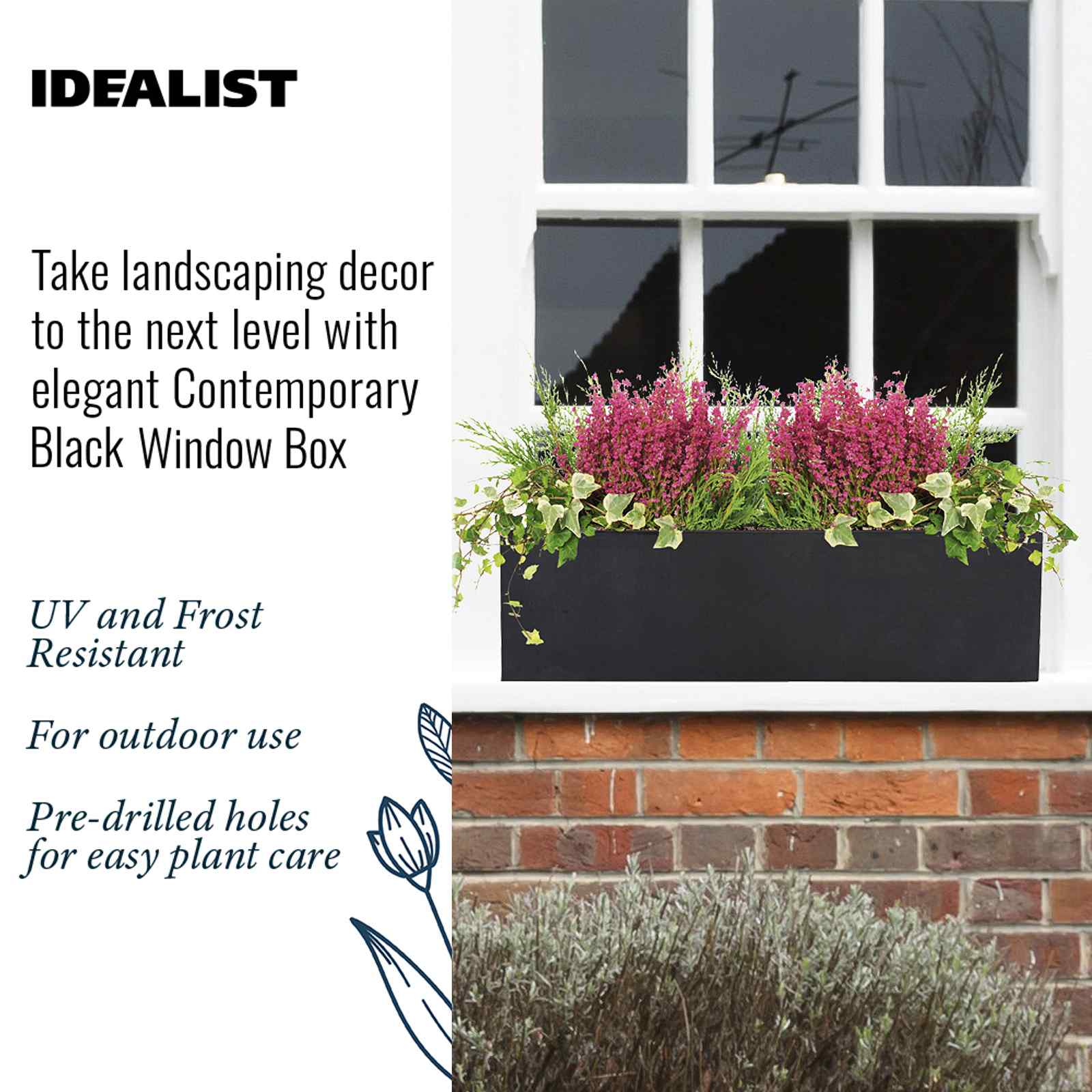 IDEALIST Lite Window Box Light Concrete Planter