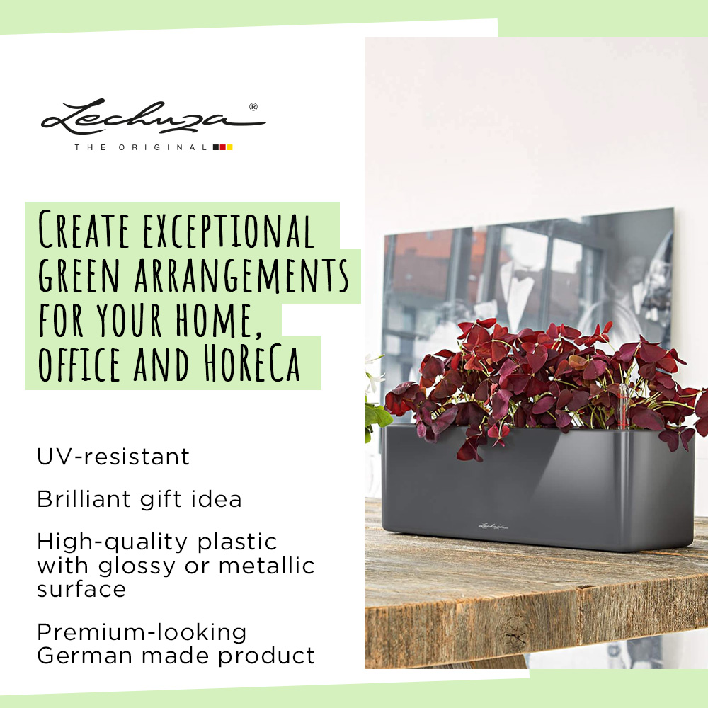 LECHUZA CUBE Glossy Triple Trough Poly Resin Self-watering Planter