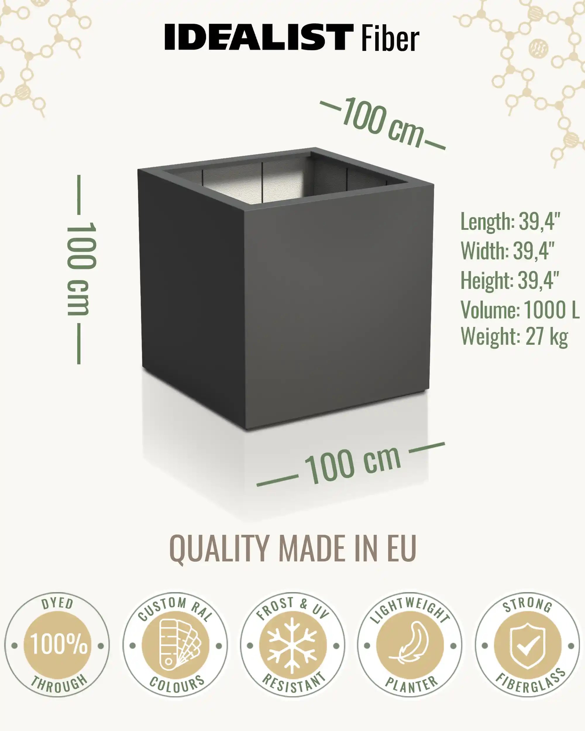PURE Cube Outdoor Fiberglass Planter