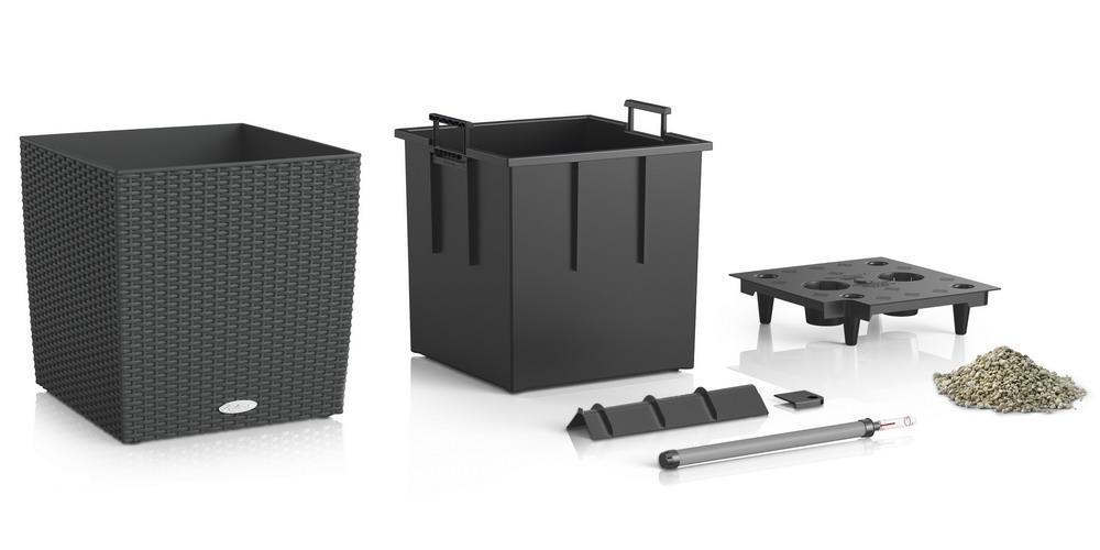 LECHUZA CUBE Cottage Square Poly Resin Self-watering Planter Set