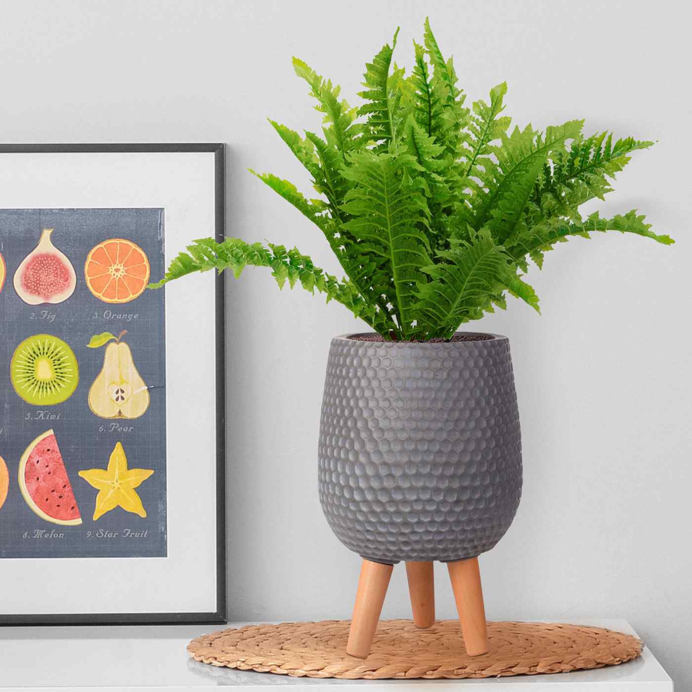 IDEALIST Lite Honeycomb Style Egg Planter on Legs, Round Pot Plant Stand Indoor