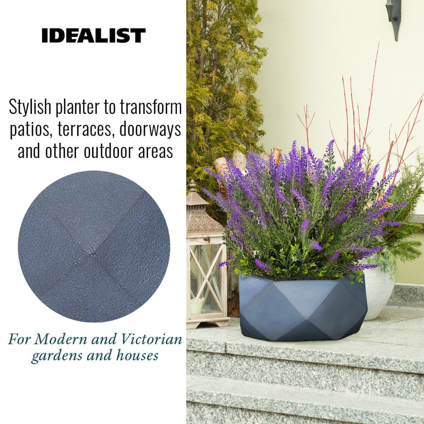 IDEALIST Lite Faceted Effect Bowl Planter Indoor Plant Pot